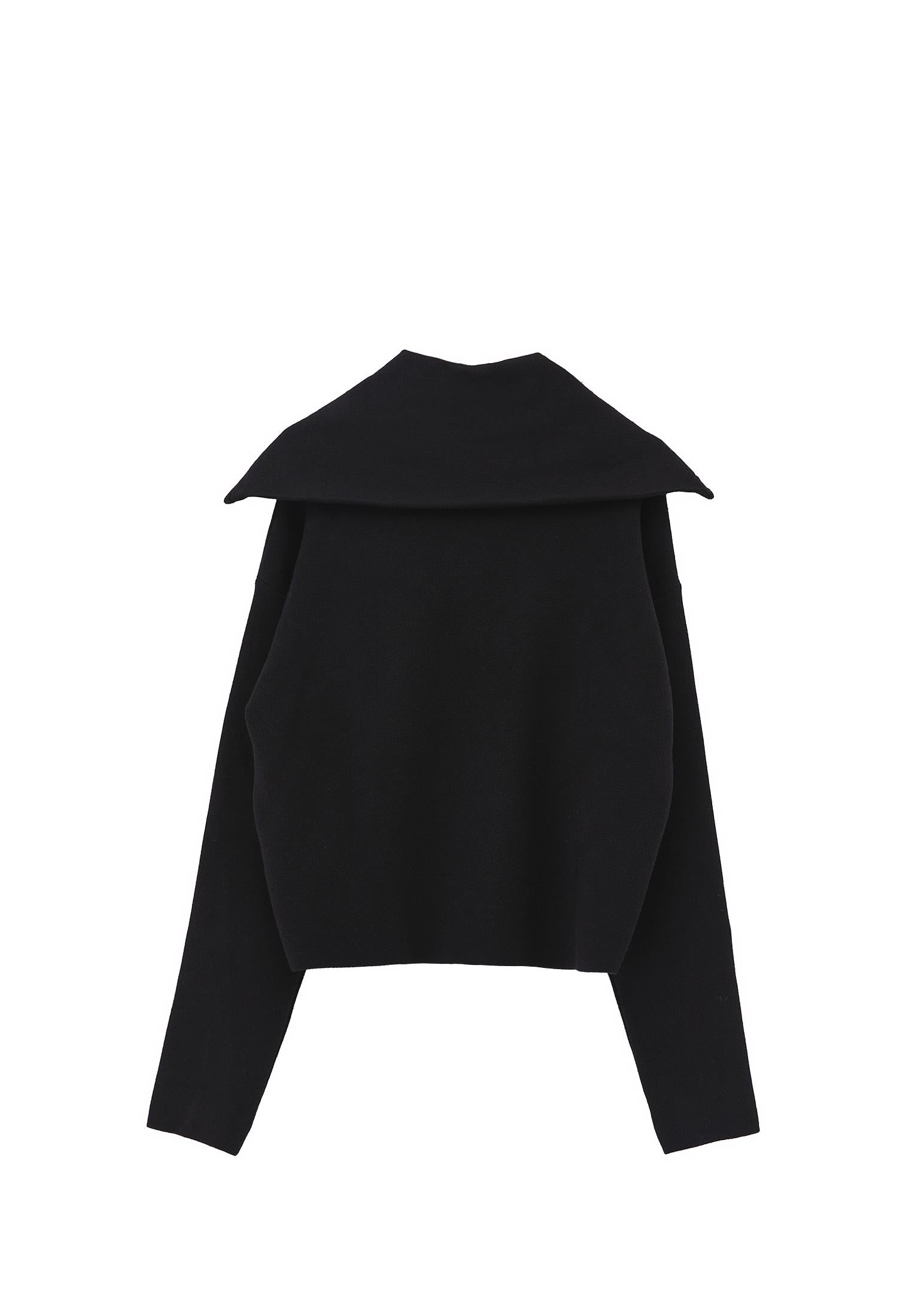 Polo Neck Viscose Sweater - BLACK