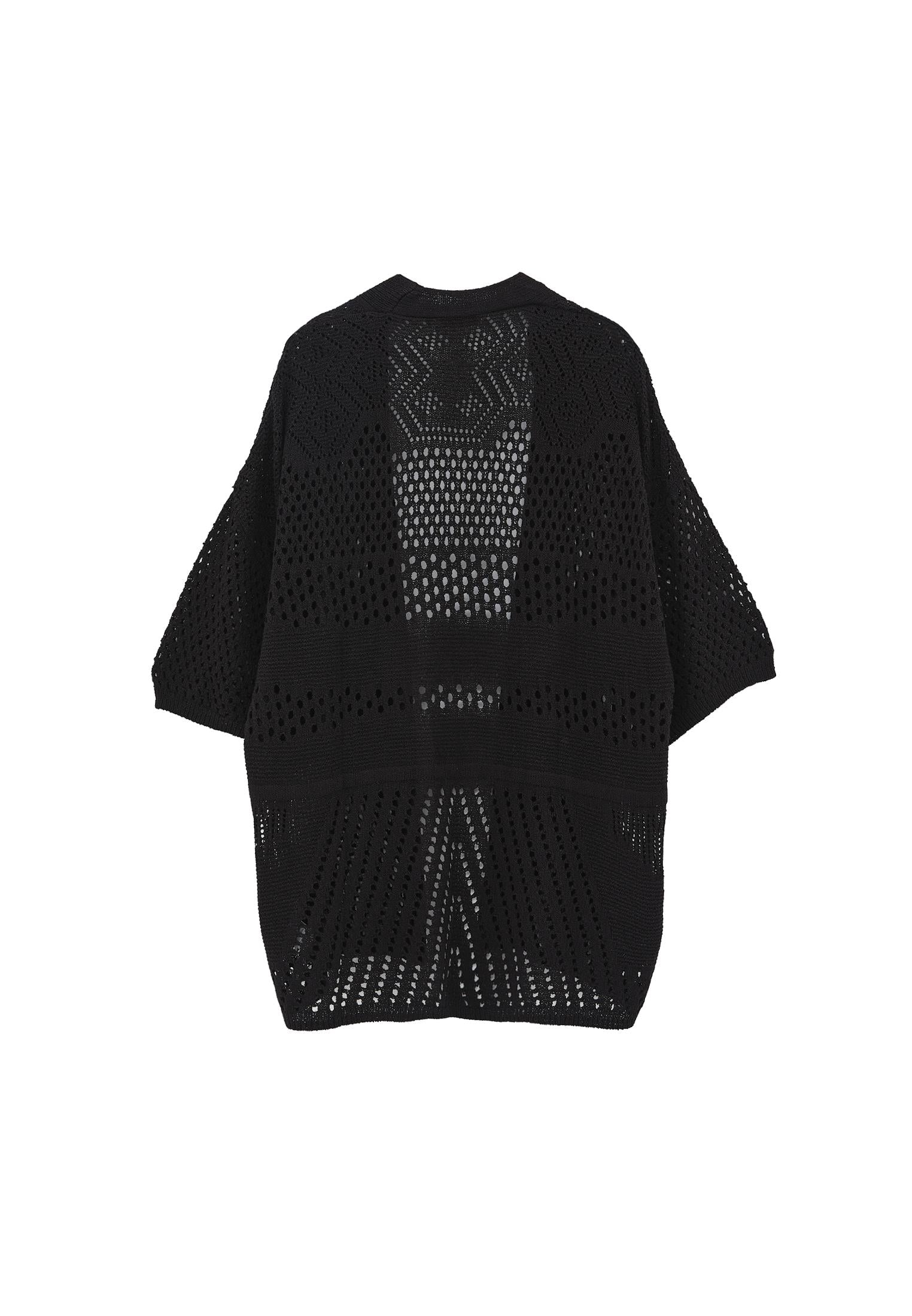 Midi Cardigan With Ajour Details - BLACK
