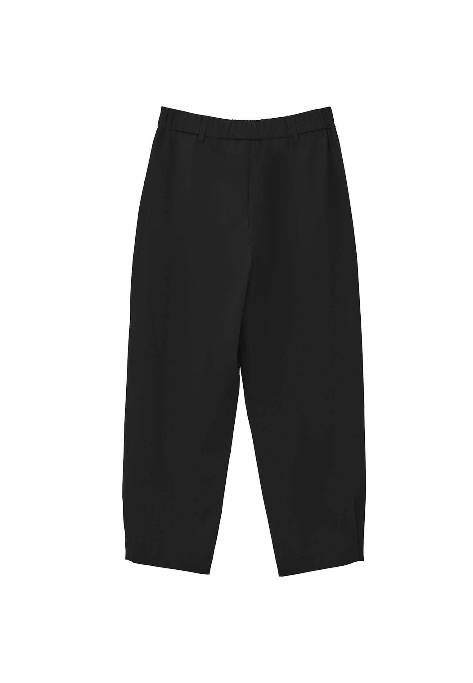 Balloon Form Pleated Standard Carrot Leg Pants - BLACK