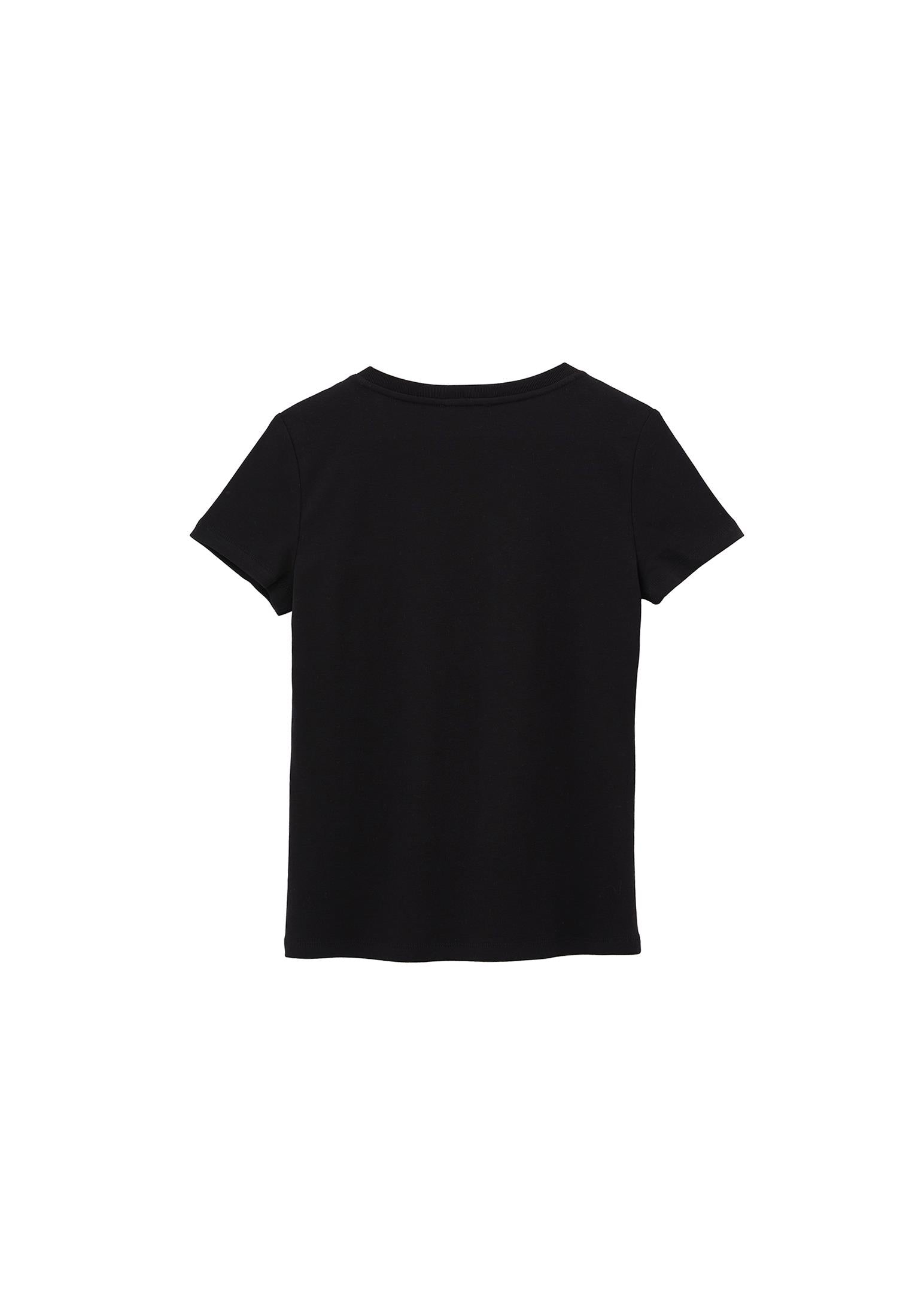 V Neck Short Sleeve T-Shirt - BLACK