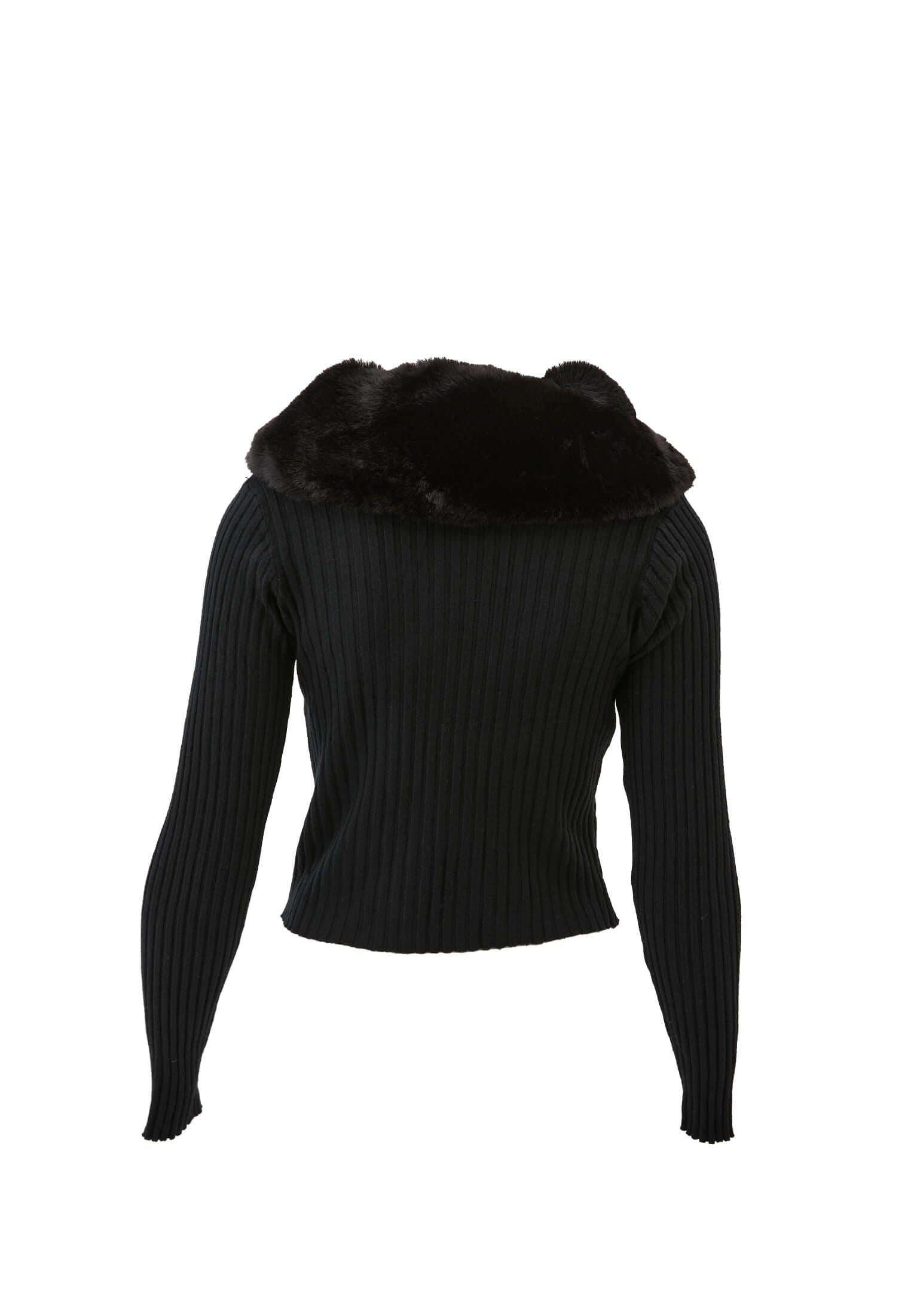 Wide Collar Standard Cardigan - BLACK