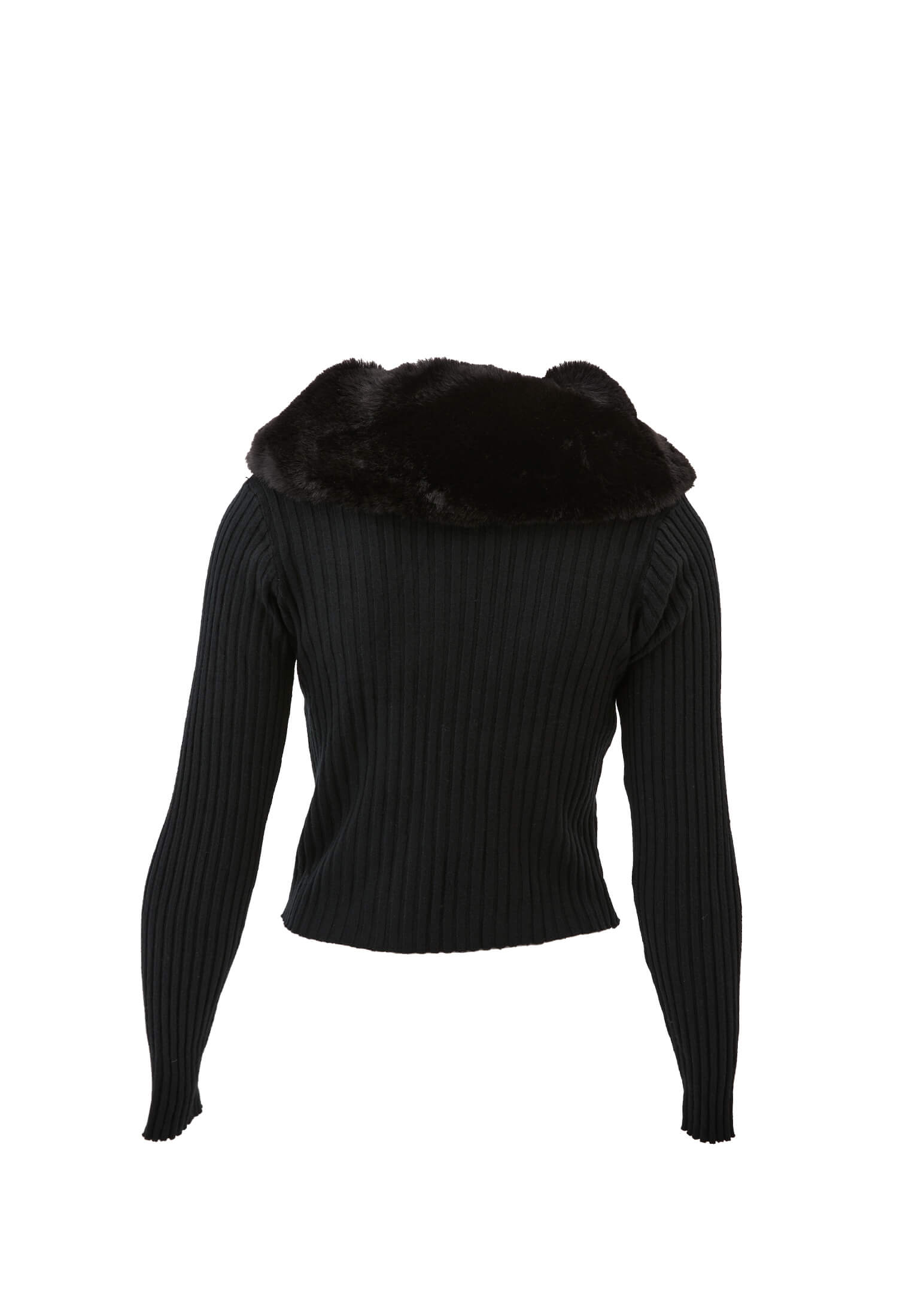 Wide Collar Standard Cardigan - BLACK