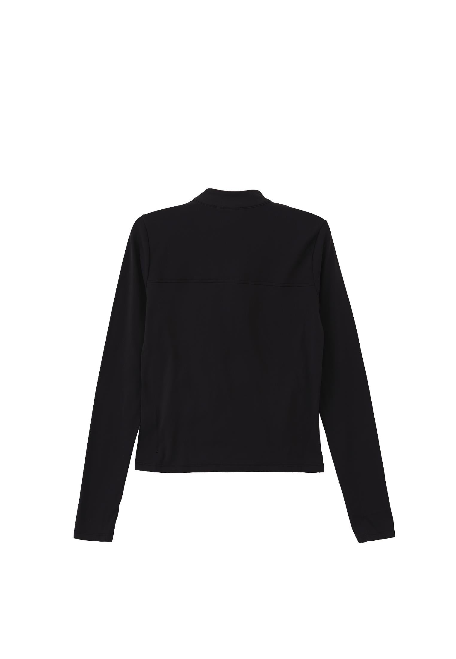 High Neck Long Sleeve T-Shirt - BLACK