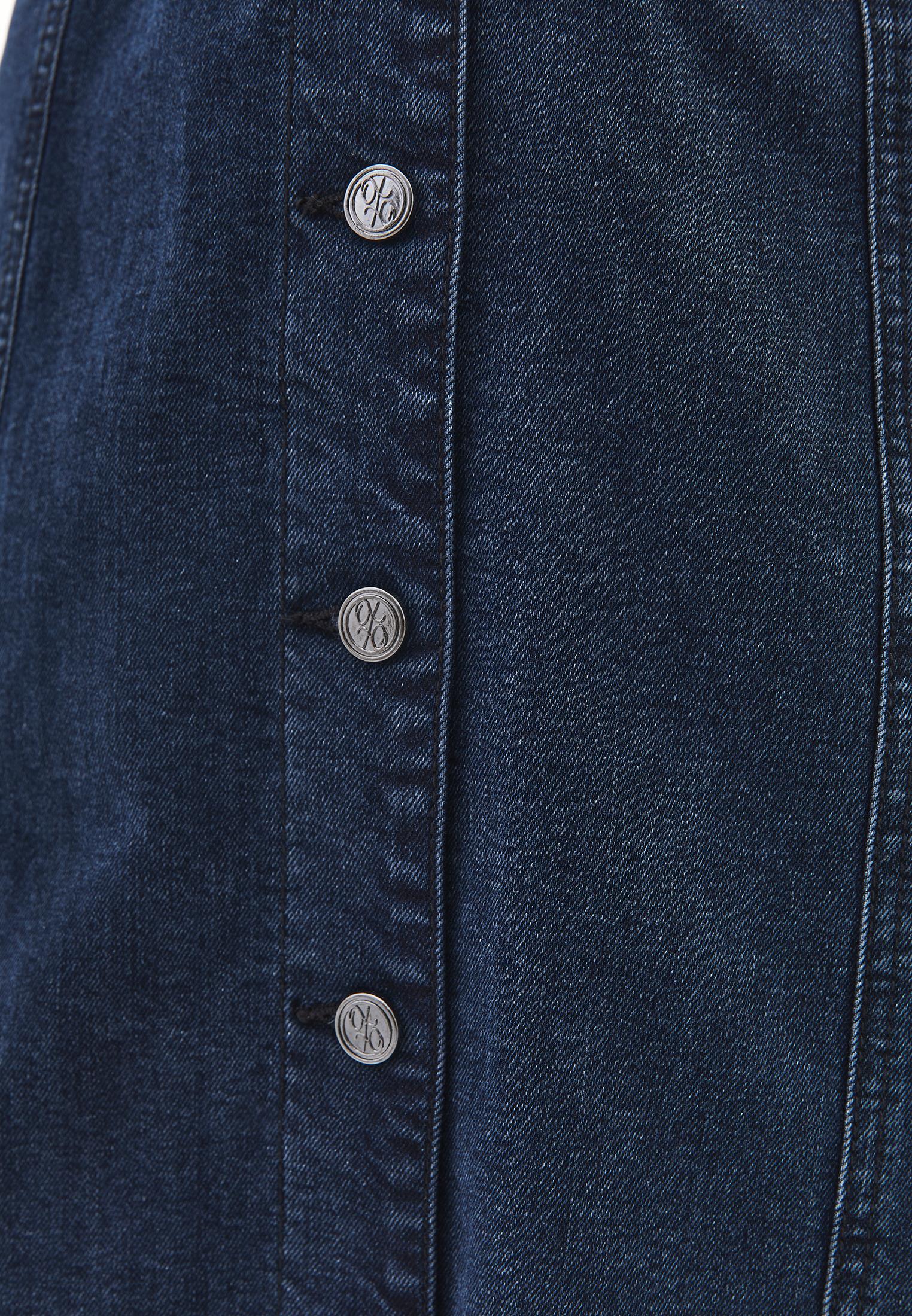 V Neck Belted Buttoned Long Dress - BLUE BLACK DENIM