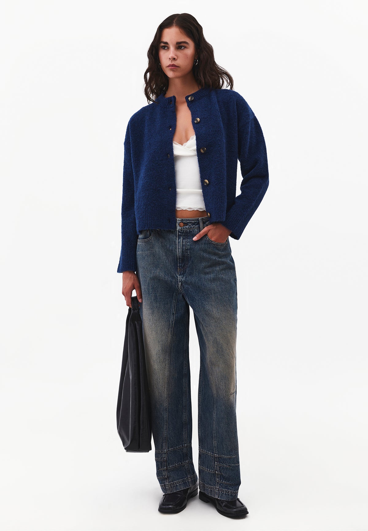 Button Detailed Short Cardigan - BLUE DEPTHS