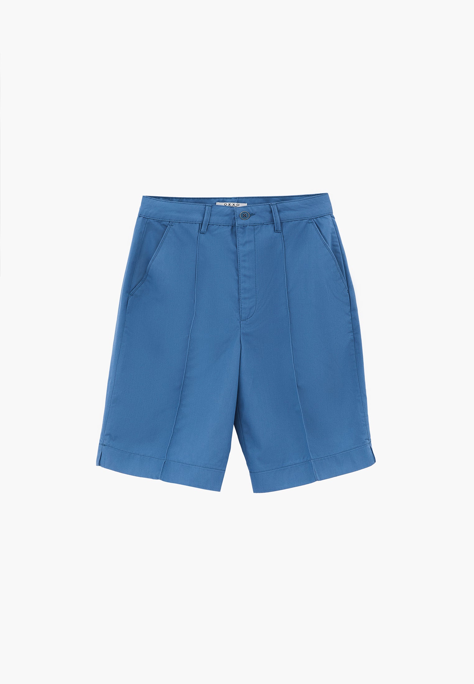 High Waist Straight Leg Shorts - BLUE HEAVEN