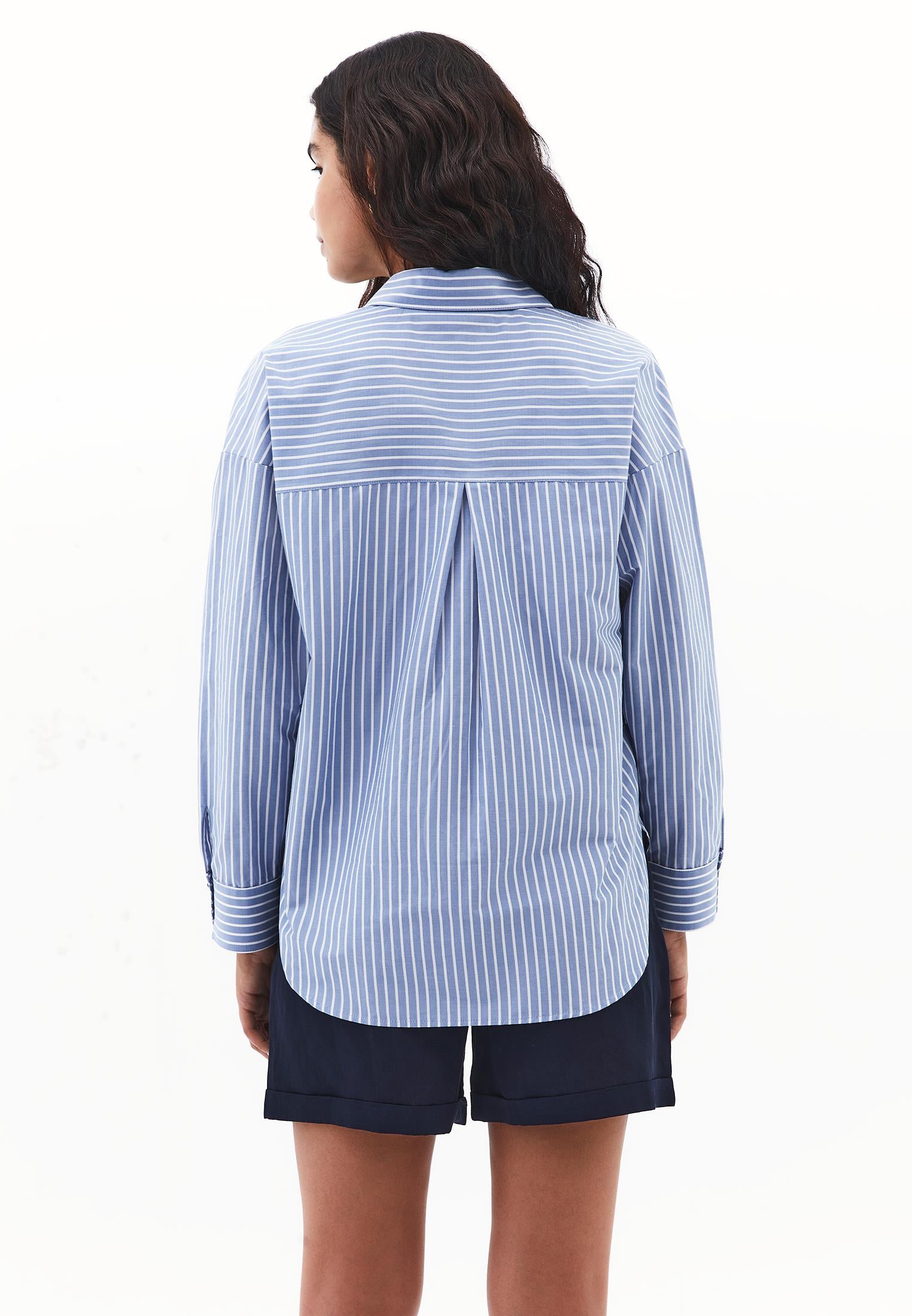 Striped Shirt With Button Details - BLUE STRIPE