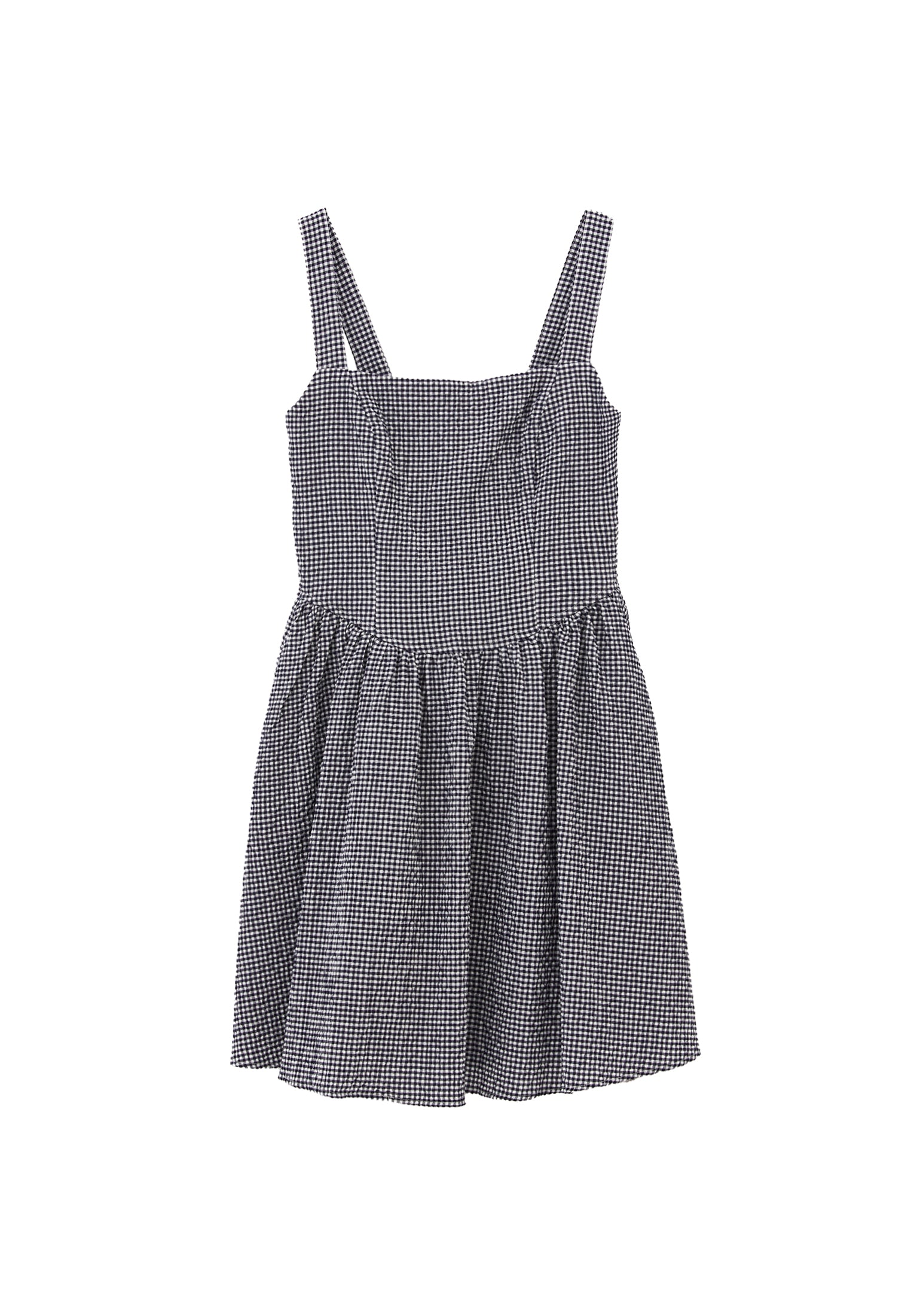 Sleeveless Square Neck Dress - BLUE VICHY COMB