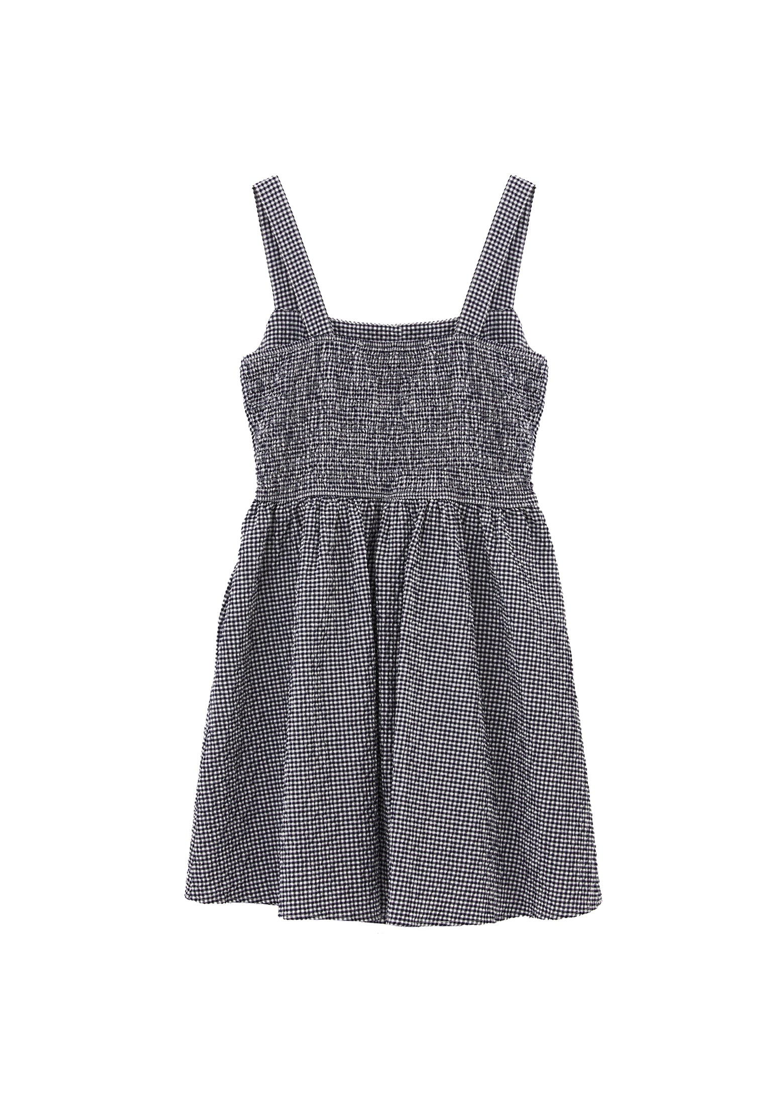 Sleeveless Square Neck Dress - BLUE VICHY COMB
