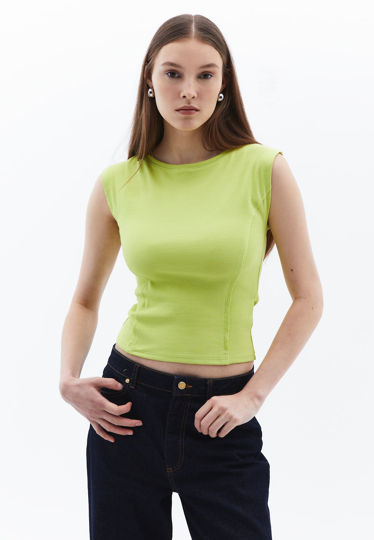 Boat Neck Short Sleeve T-Shirt - BRIGHT CHARTREUSE