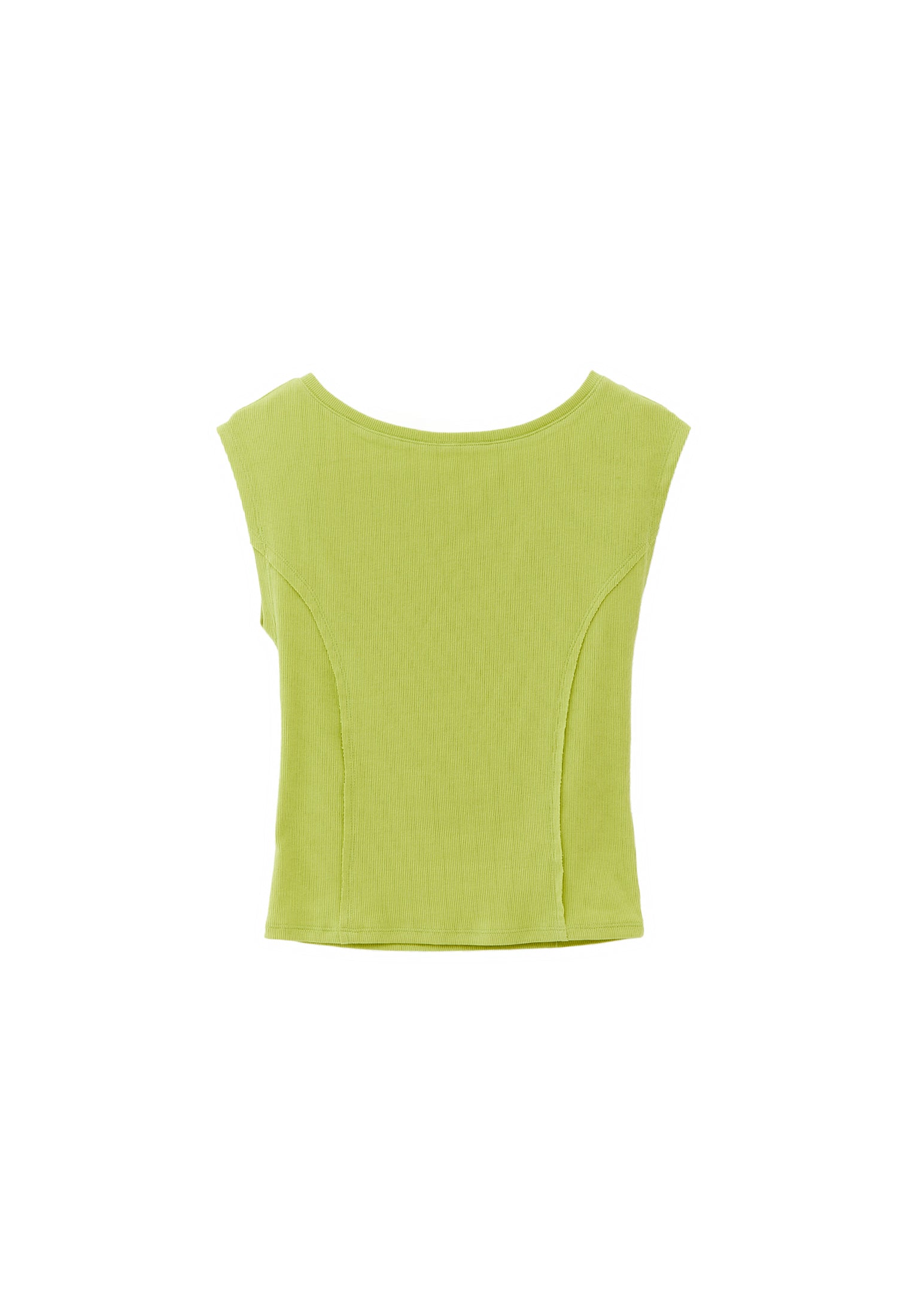 Boat Neck Short Sleeve T-Shirt - BRIGHT CHARTREUSE