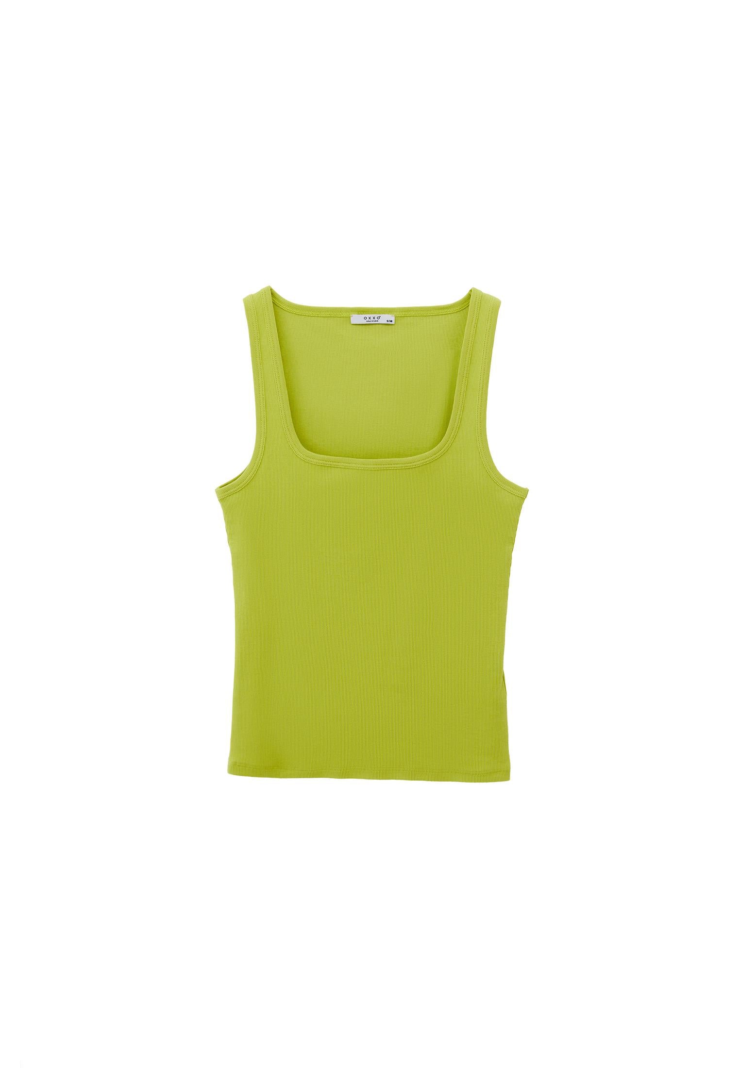 Square Neck Sleeveless Top - BRIGHT CHARTREUSE