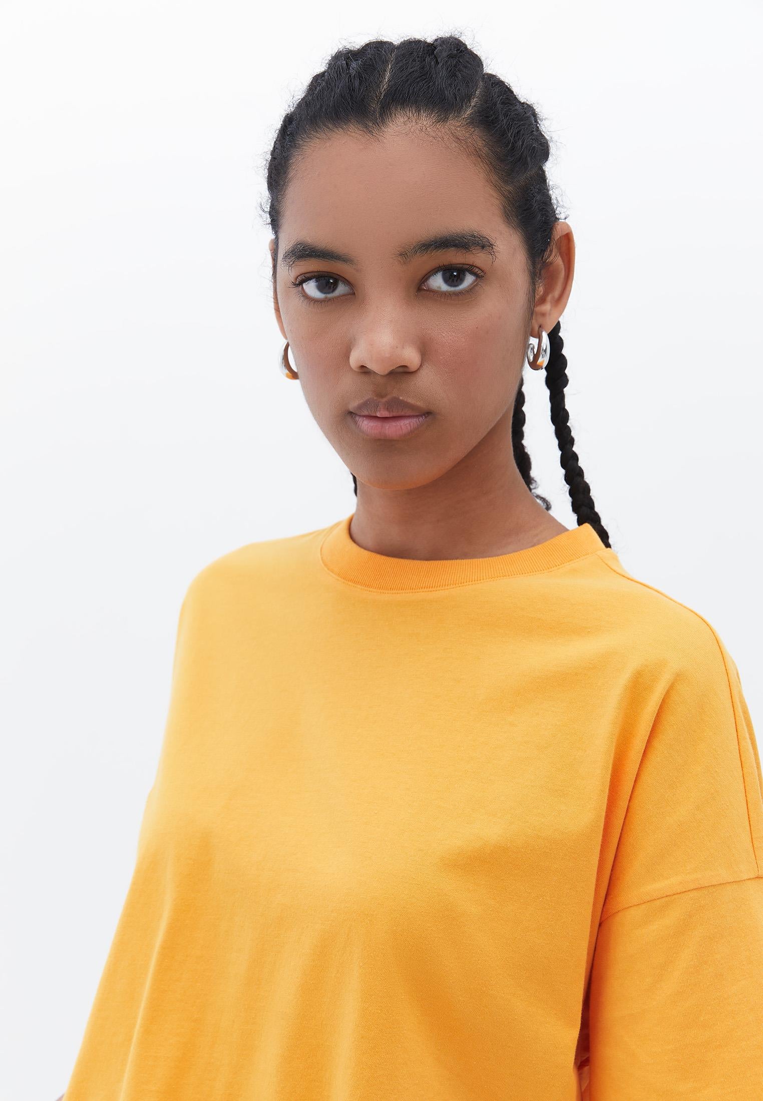 Oversize Crew Neck T-Shirt - BRIGHT MARIGOLD