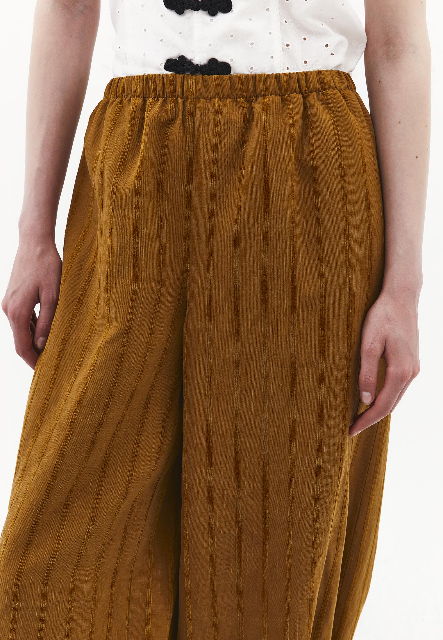 Tie-Waist High Rise Jogger Pants - BRONZE BROWN