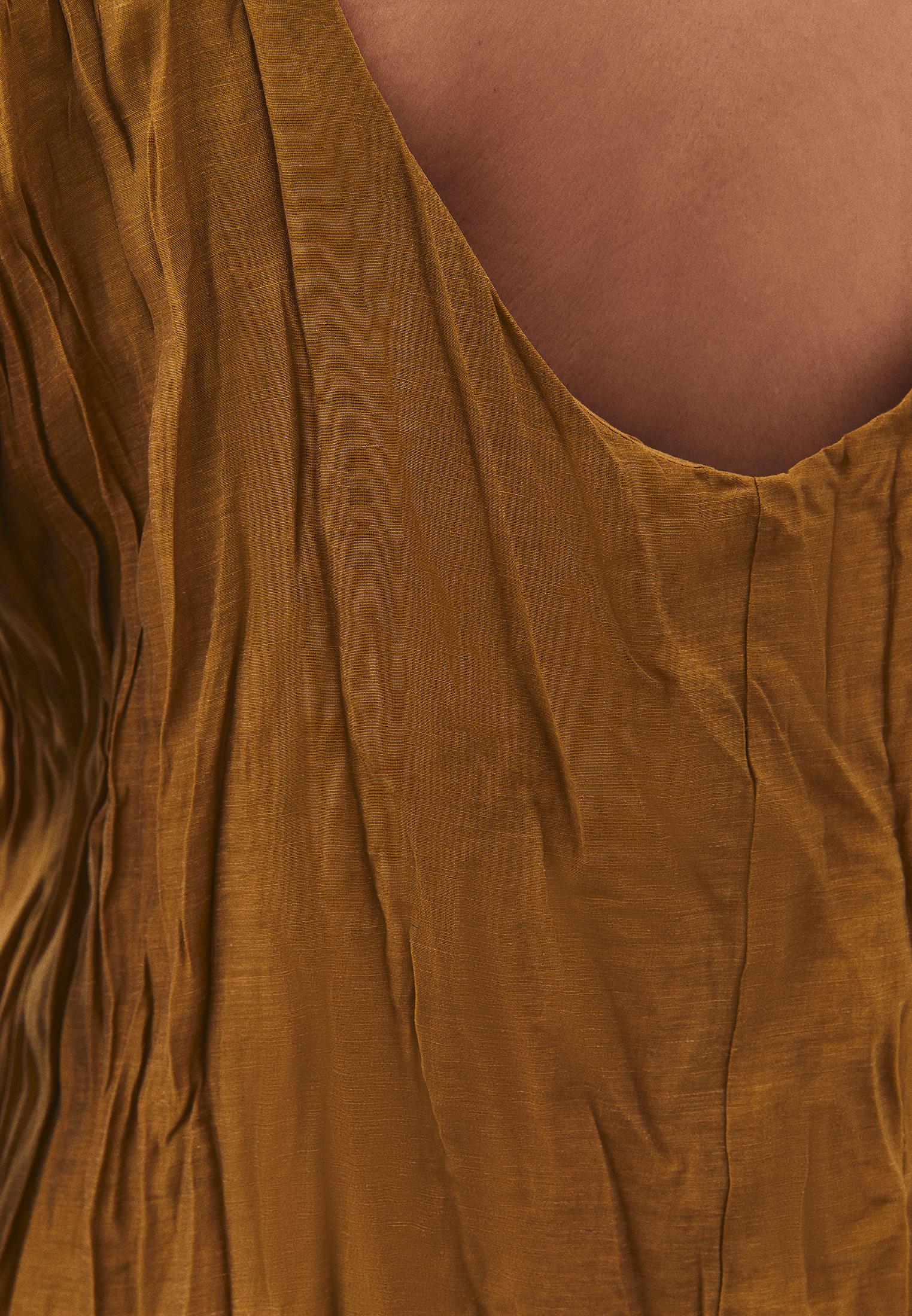 Long A-Line Dress with Halter Neck - BRONZE BROWN