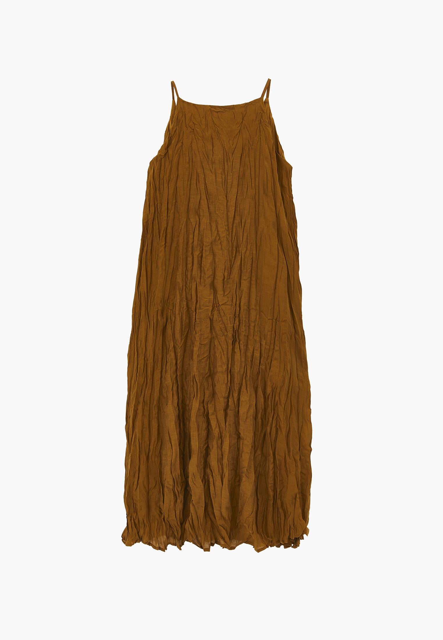 Long A-Line Dress with Halter Neck - BRONZE BROWN