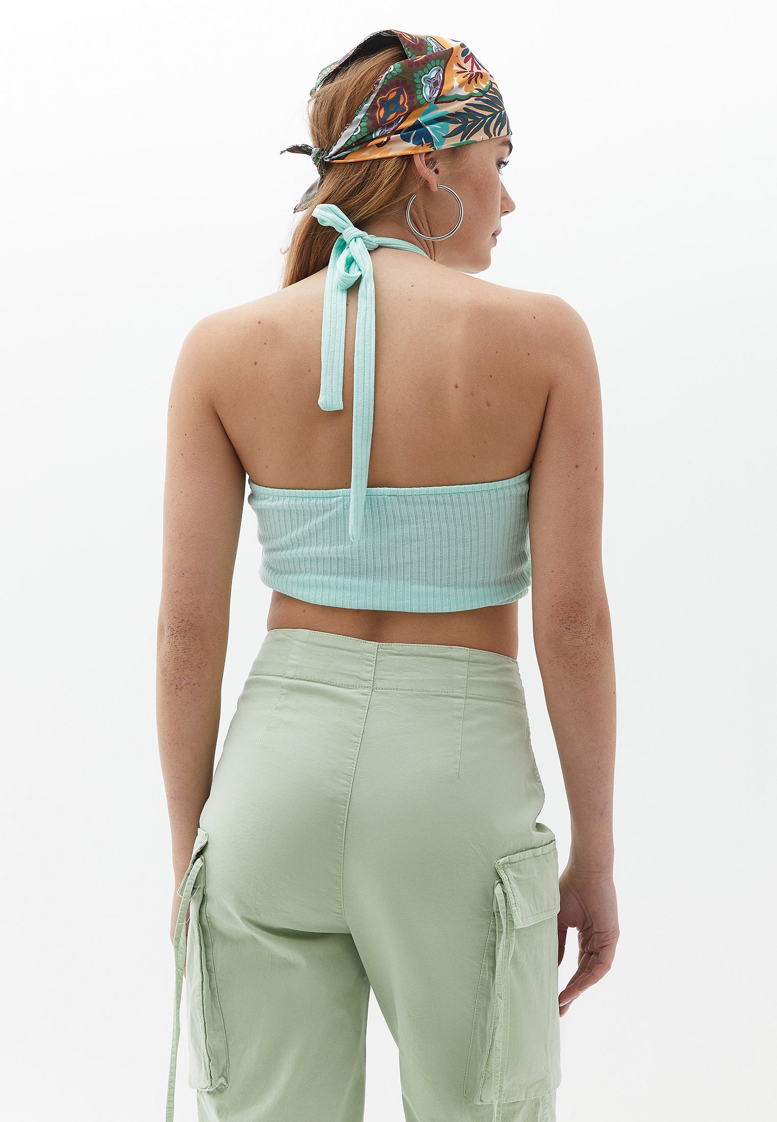 Tied Cropped Tank Top - BROOK GREEN