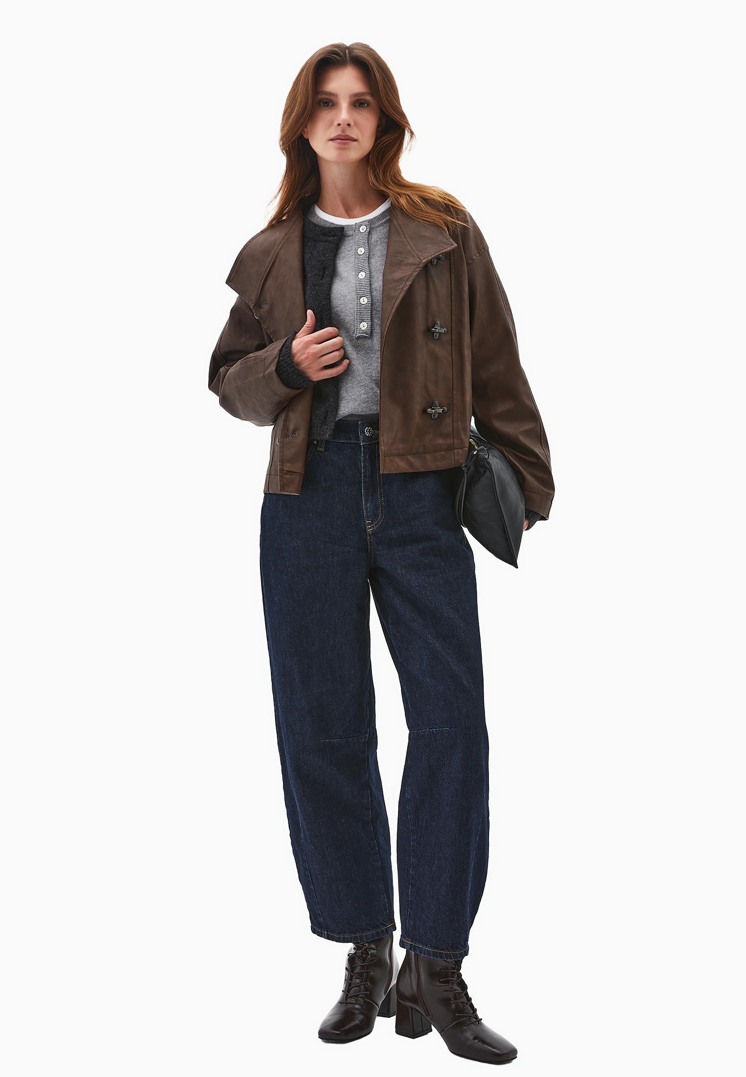 Shawl Collar Midi Jacket - BRUNETTE