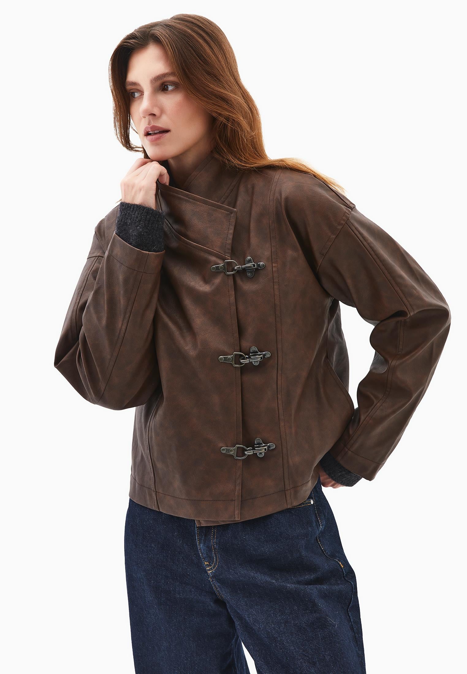Shawl Collar Midi Jacket - BRUNETTE