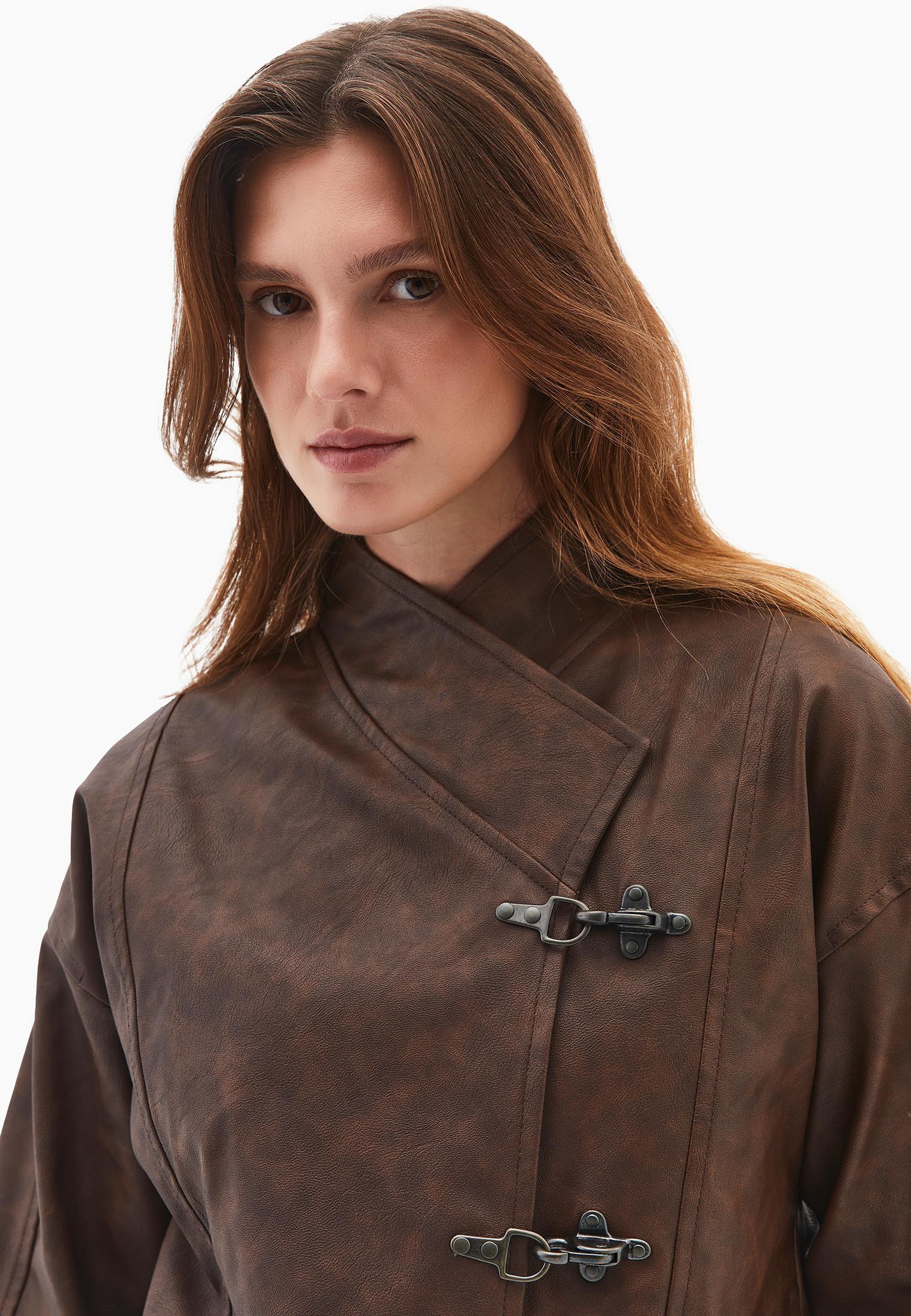 Shawl Collar Midi Jacket - BRUNETTE
