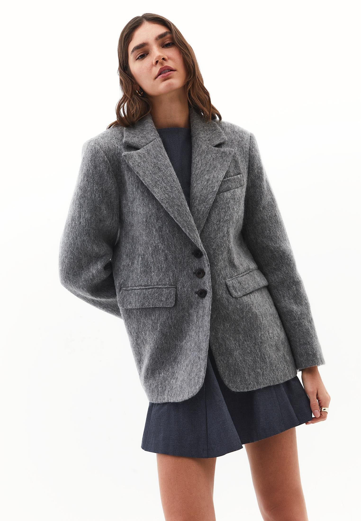 Mohair Long Sleeve Jacket - BRUSHED NICKEL