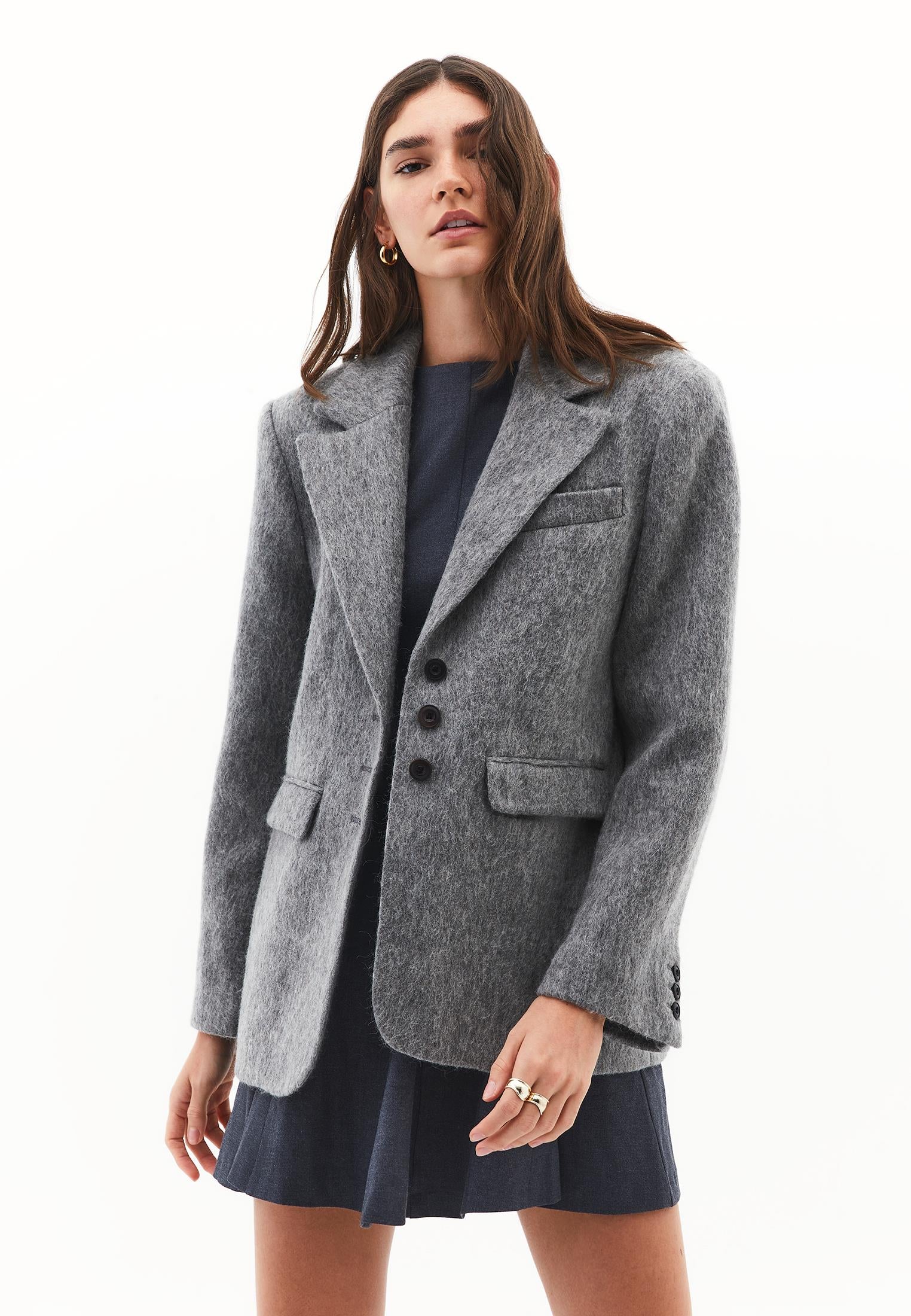 Mohair Long Sleeve Jacket - BRUSHED NICKEL