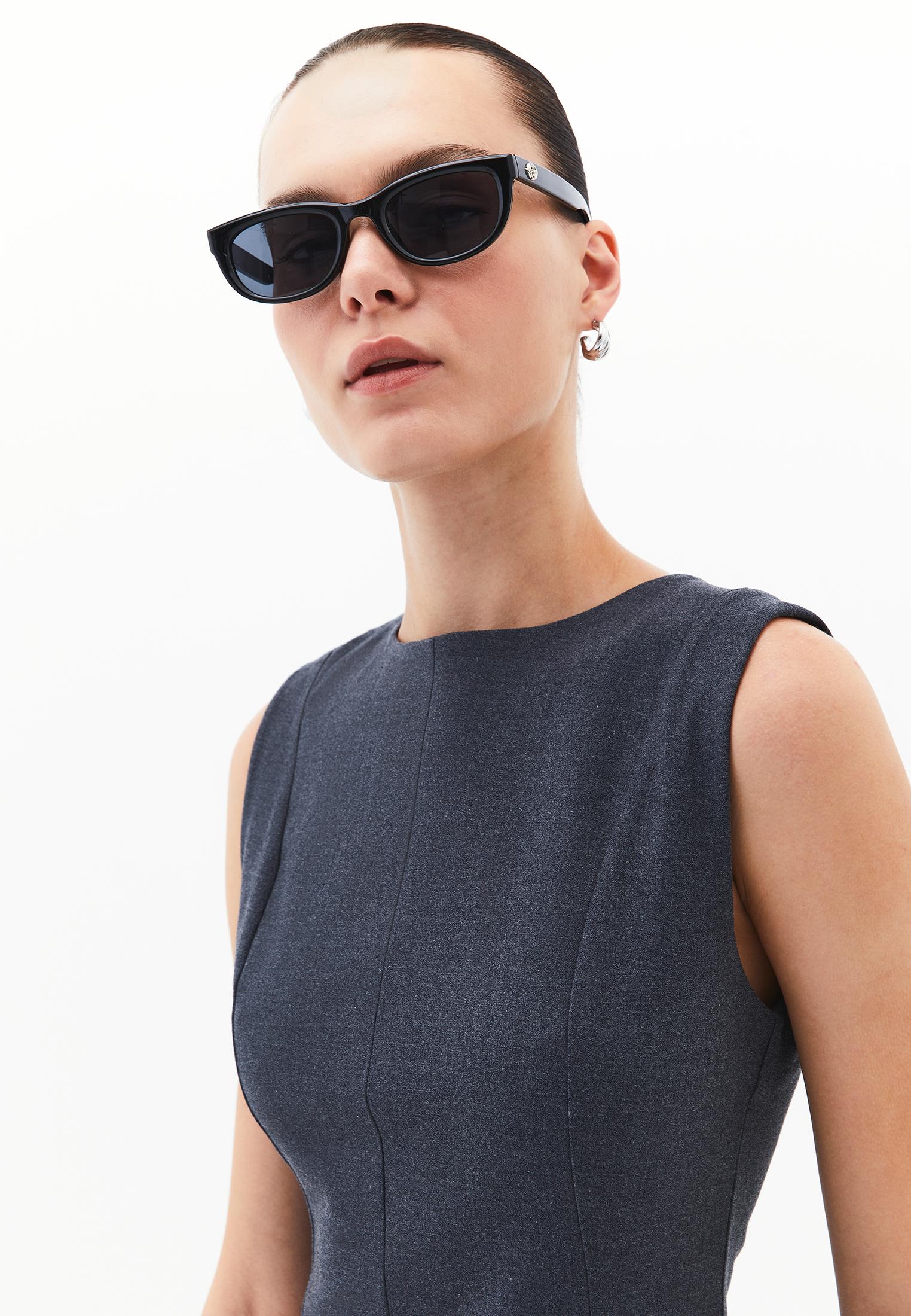 Sleeveless Short Dress With Crew Neck - BRUSHED NICKEL