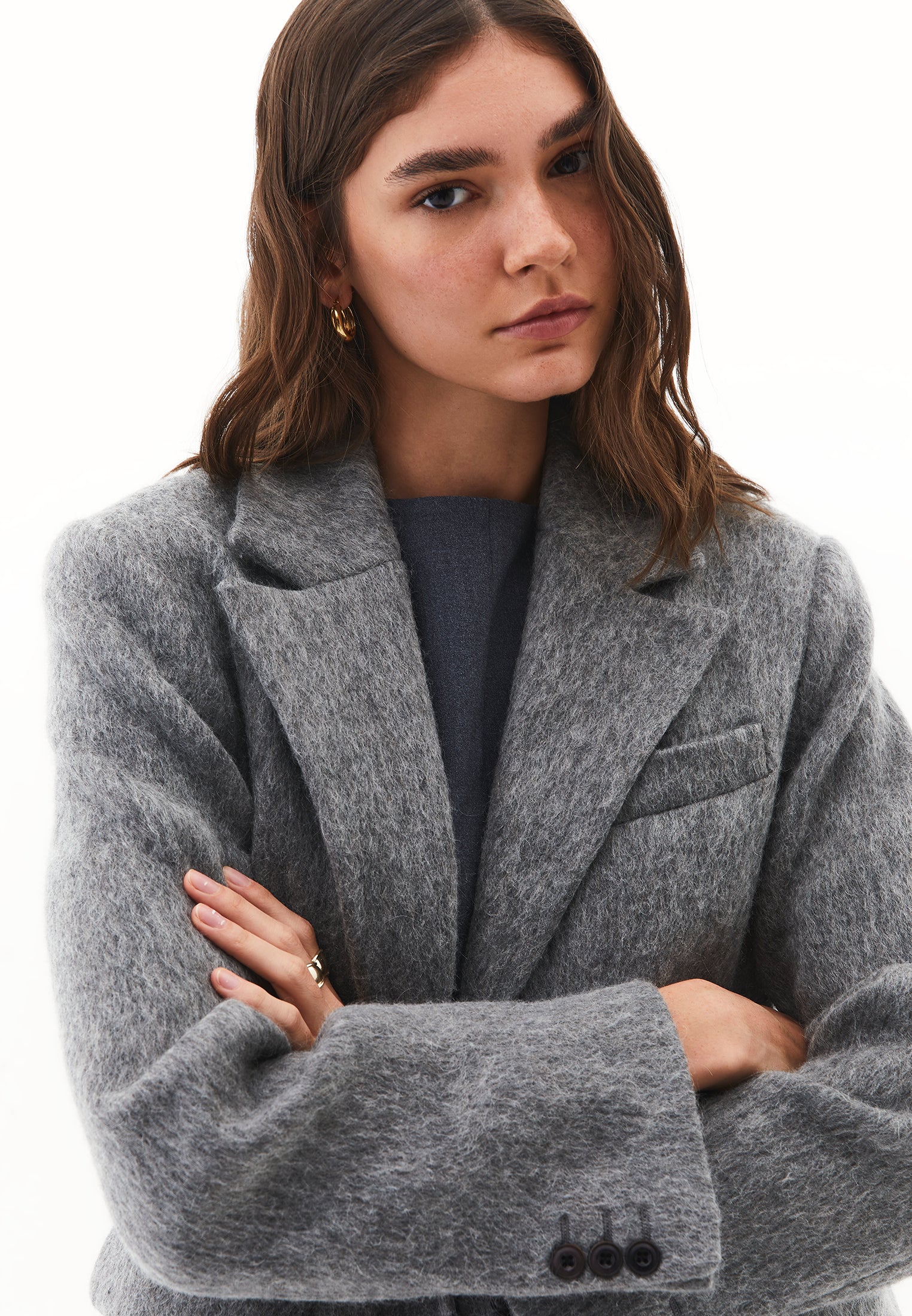 Mohair Long Sleeve Jacket - BRUSHED NICKEL