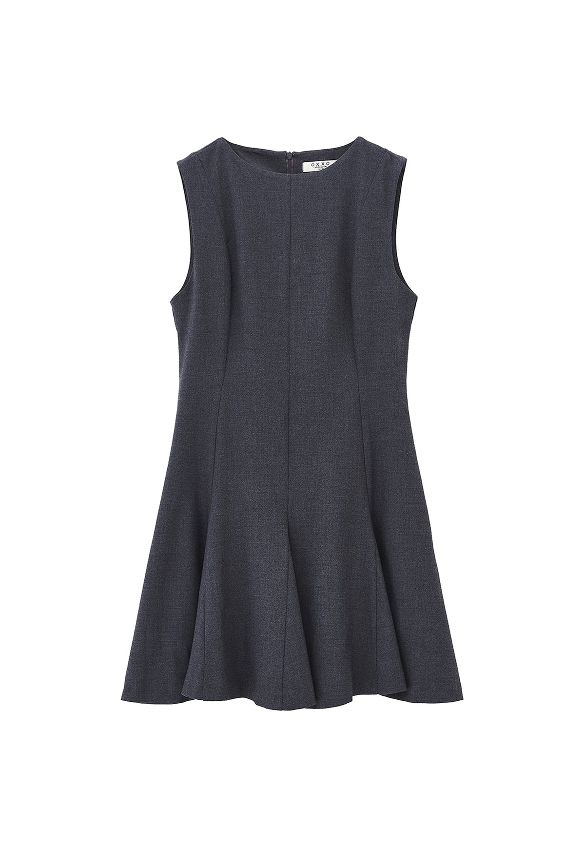 Sleeveless Short Dress With Crew Neck - BRUSHED NICKEL