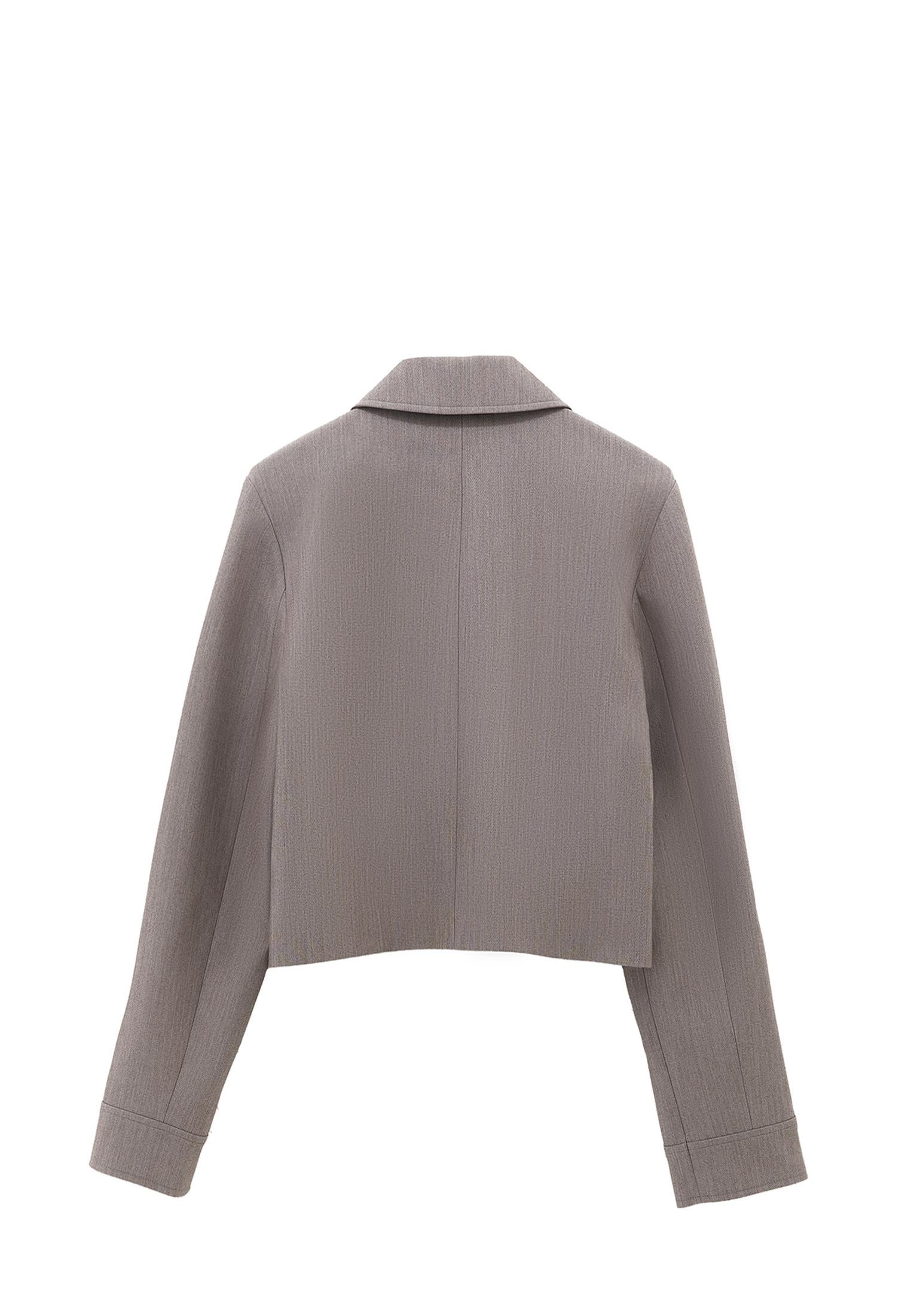 Short Jacket With Shirt Collar - BRUSHED NICKEL