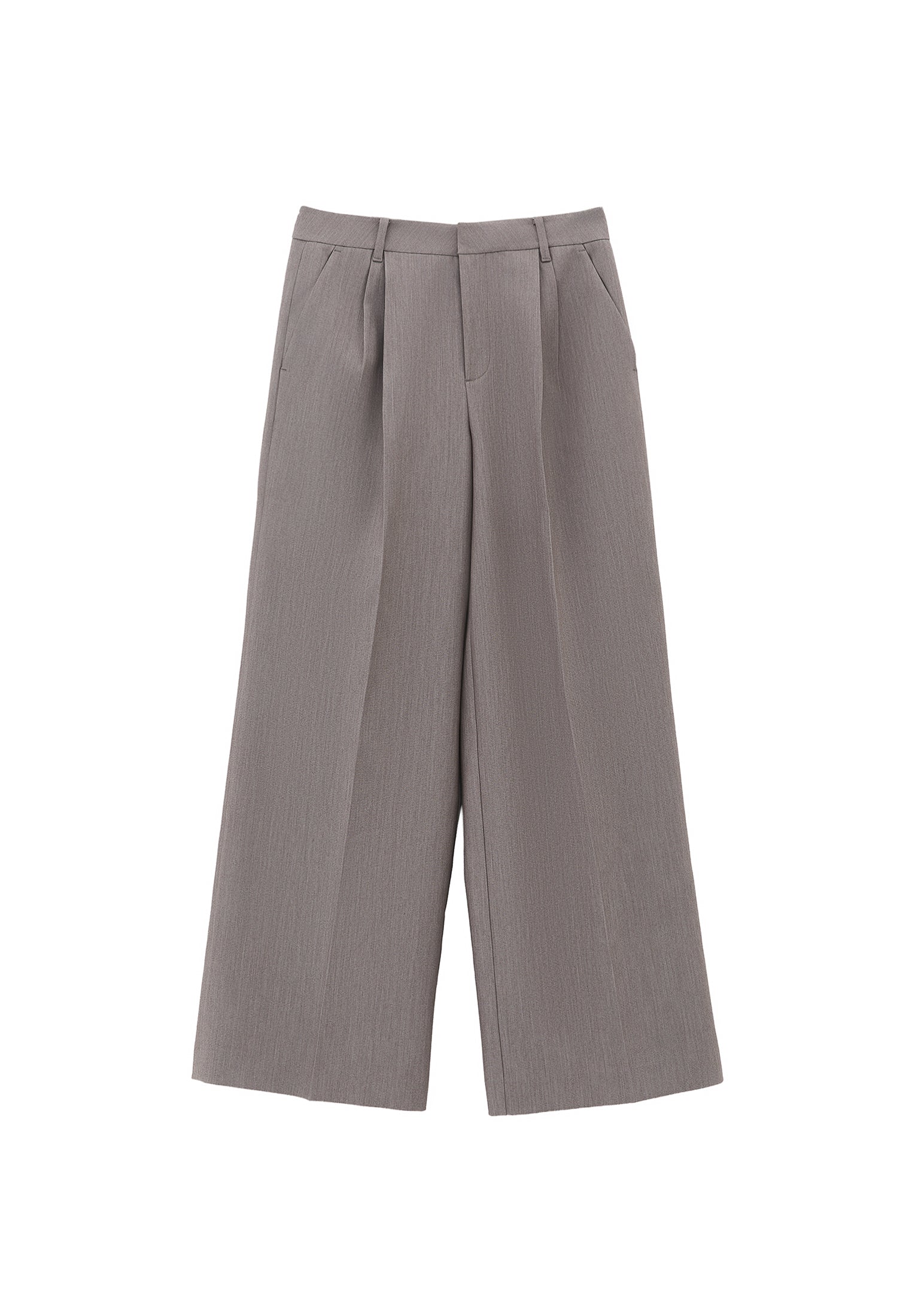 High Waist Pleated Pants - BRUSHED NICKEL