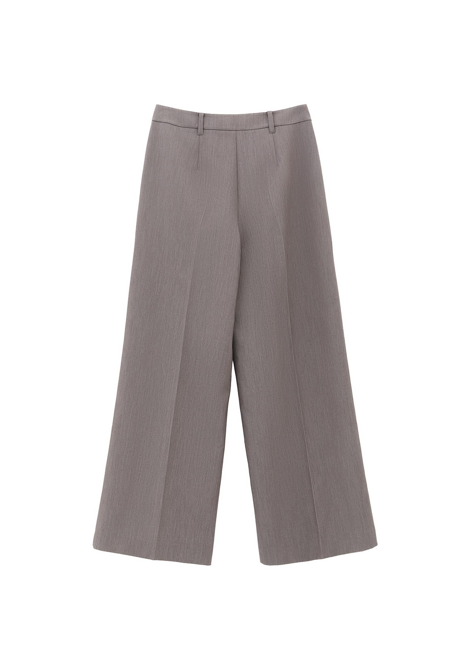 High Waist Pleated Pants - BRUSHED NICKEL