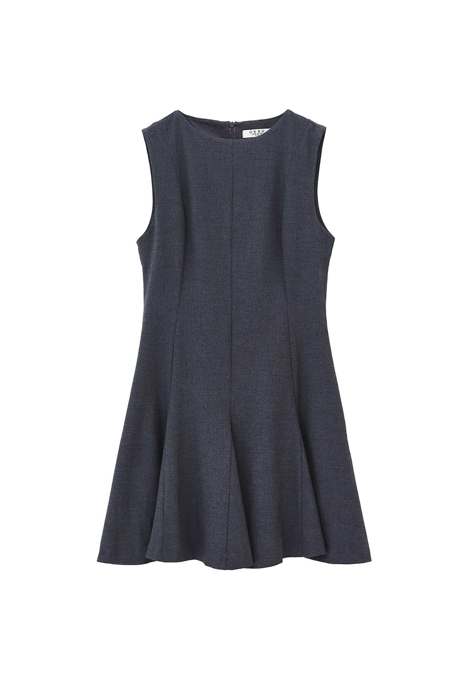Sleeveless Short Dress With Crew Neck - BRUSHED NICKEL