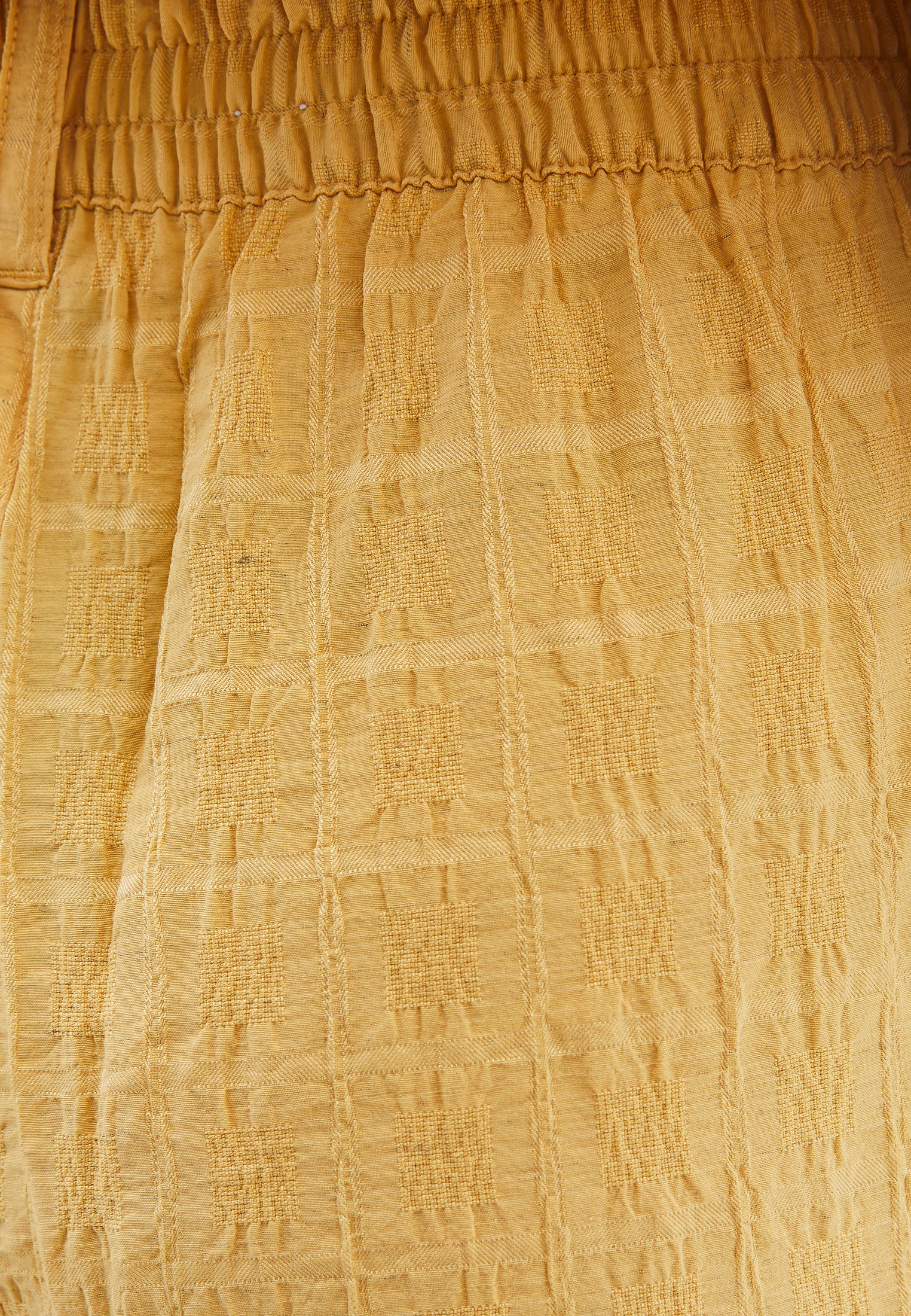 High Waist Jacquard Trousers - BUFF YELLOW