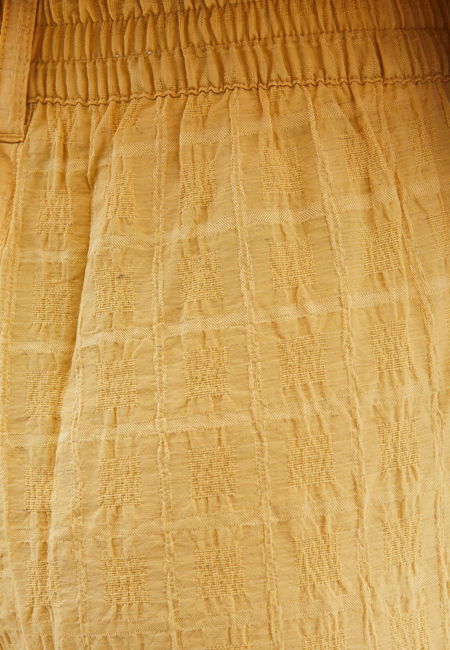 High Waist Jacquard Trousers - BUFF YELLOW