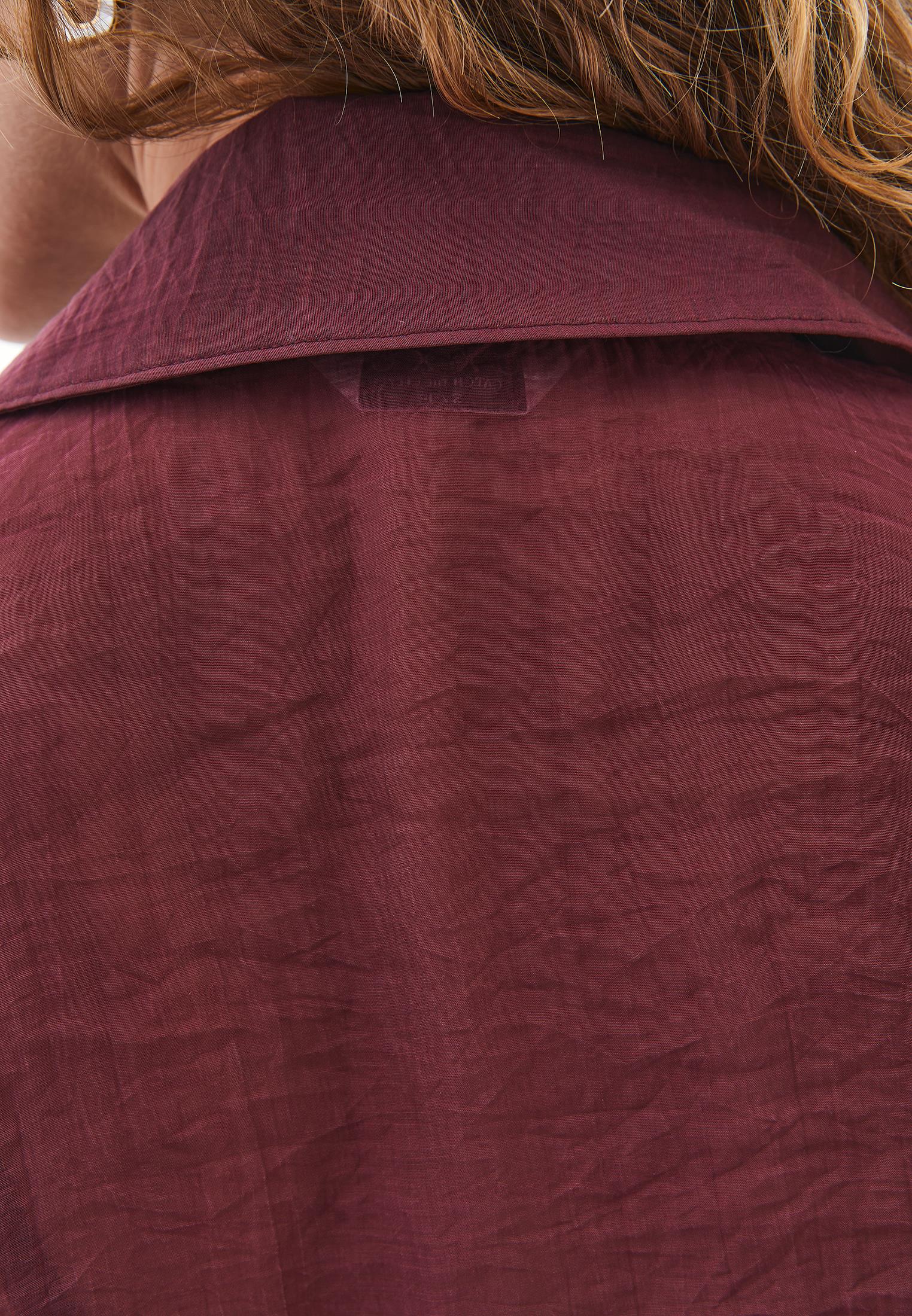 Loose Shirt With Balloon Sleeves And Pocket Detail - BURGUNDY