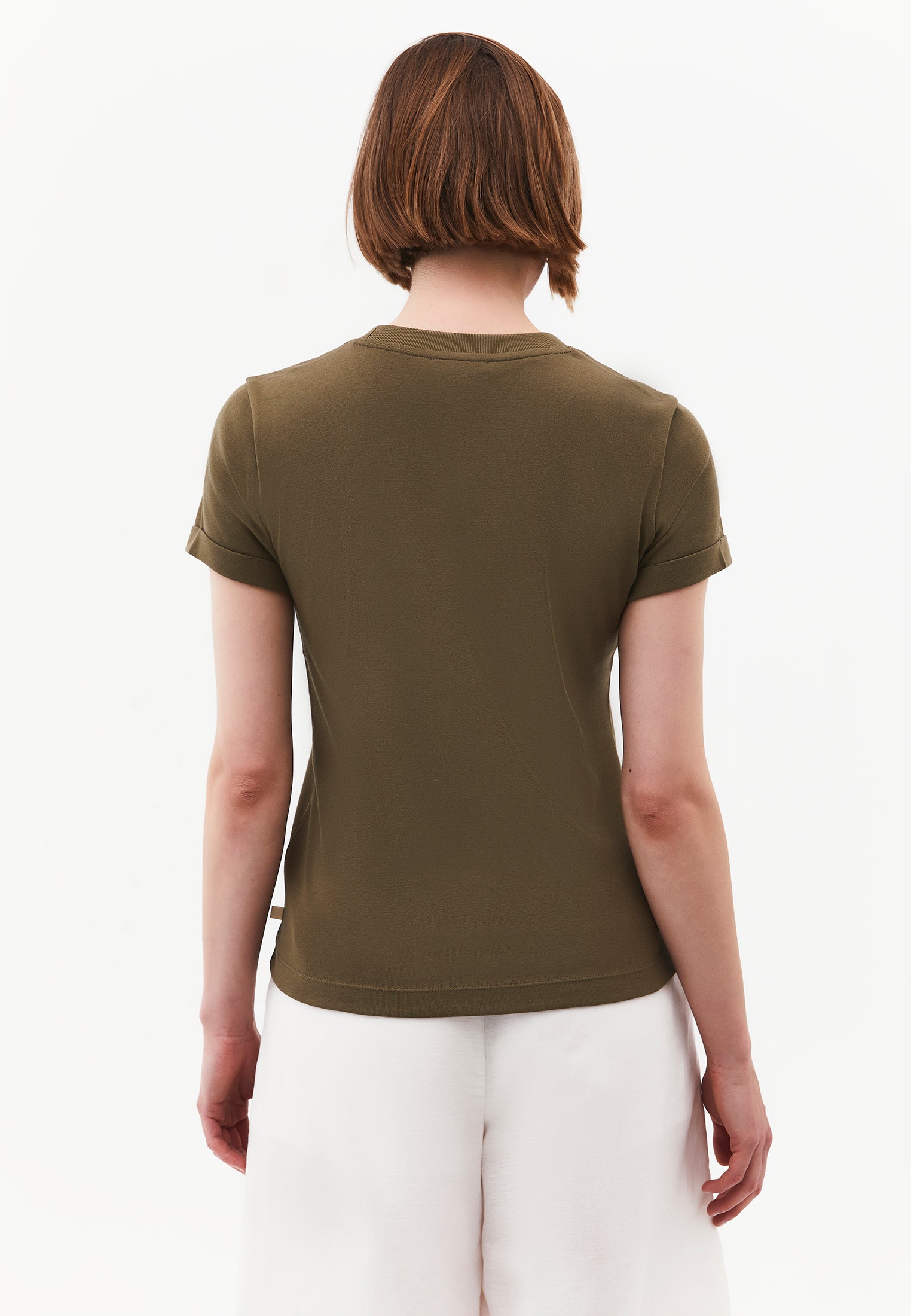 Women's Crew Neck Short Sleeve T-Shirt - BURNT OLIVE