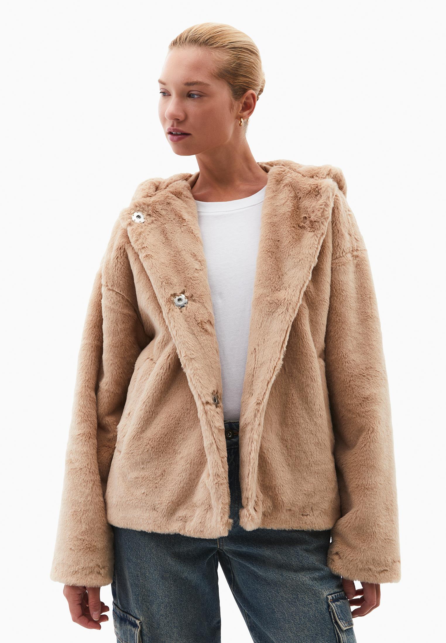 Hooded Fur Jacket - BURRO