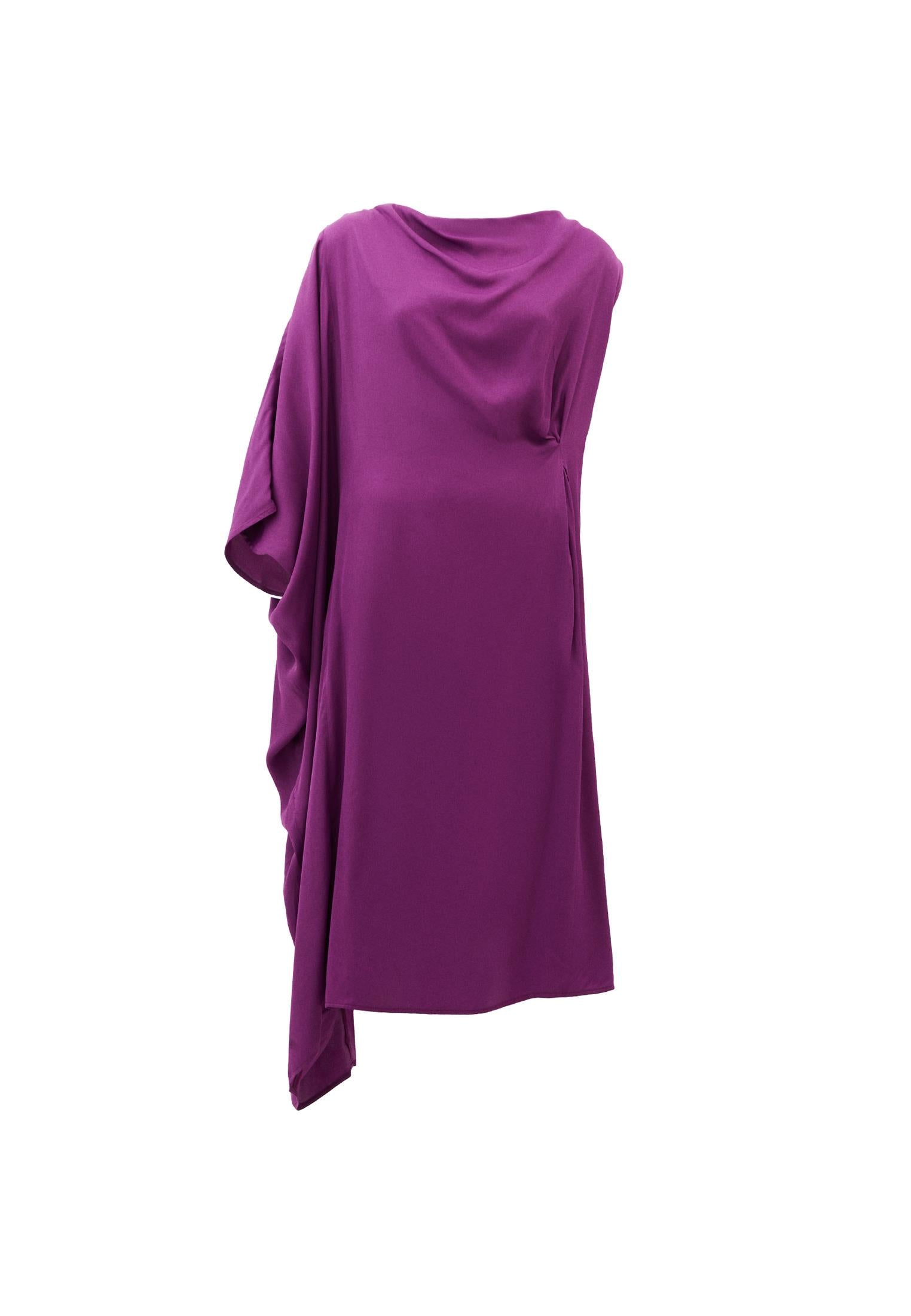 Oversize Dega Neck Asymmetric Midi Dress - BYZANTIUM