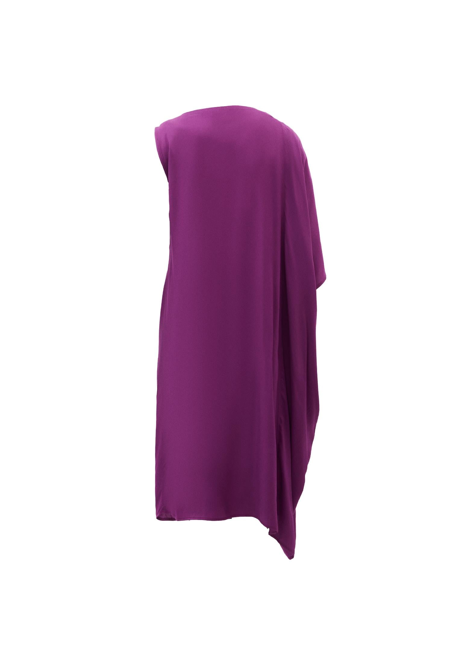 Oversize Dega Neck Asymmetric Midi Dress - BYZANTIUM