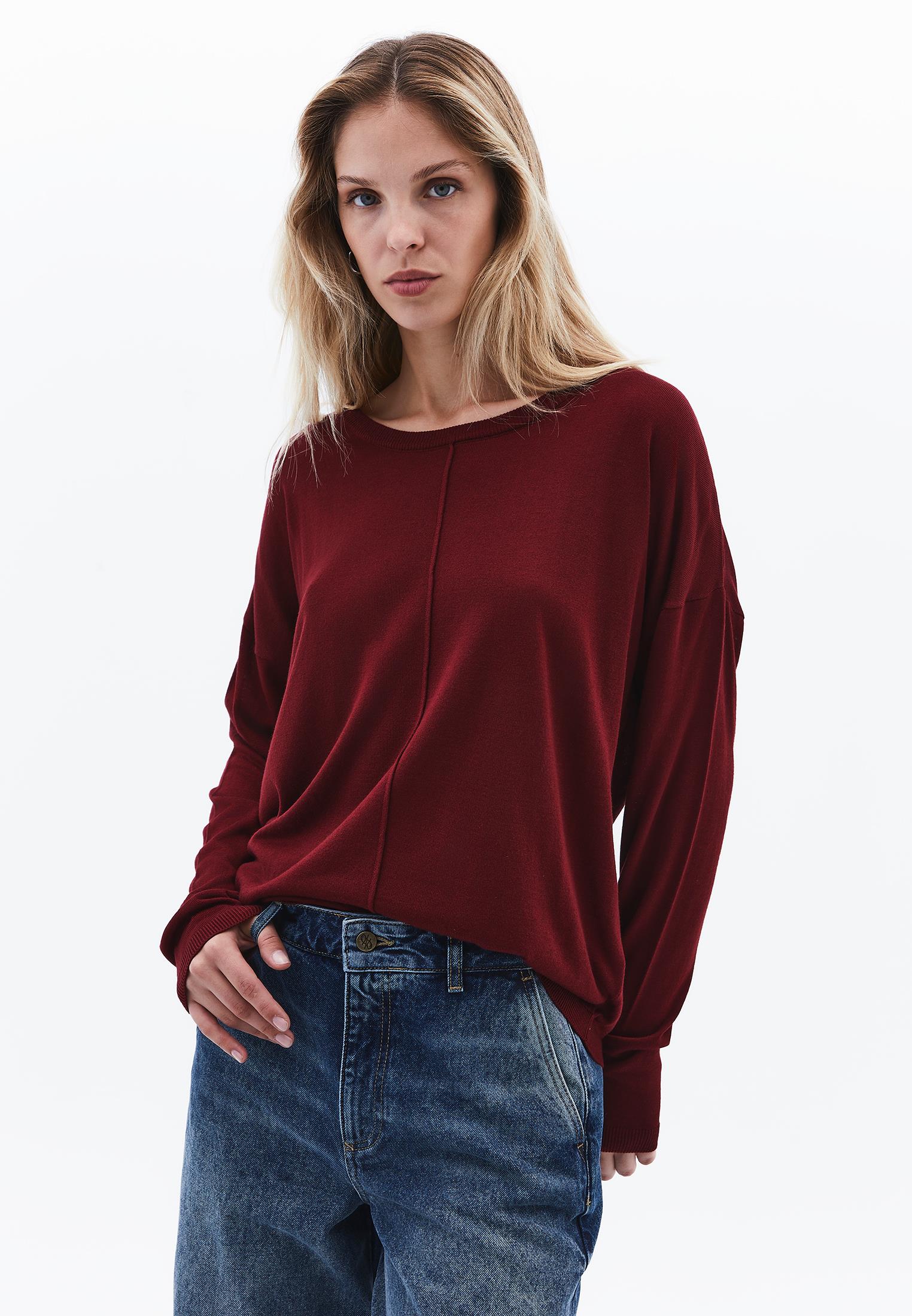 Winter Boat Neck Sweater - CABERNET