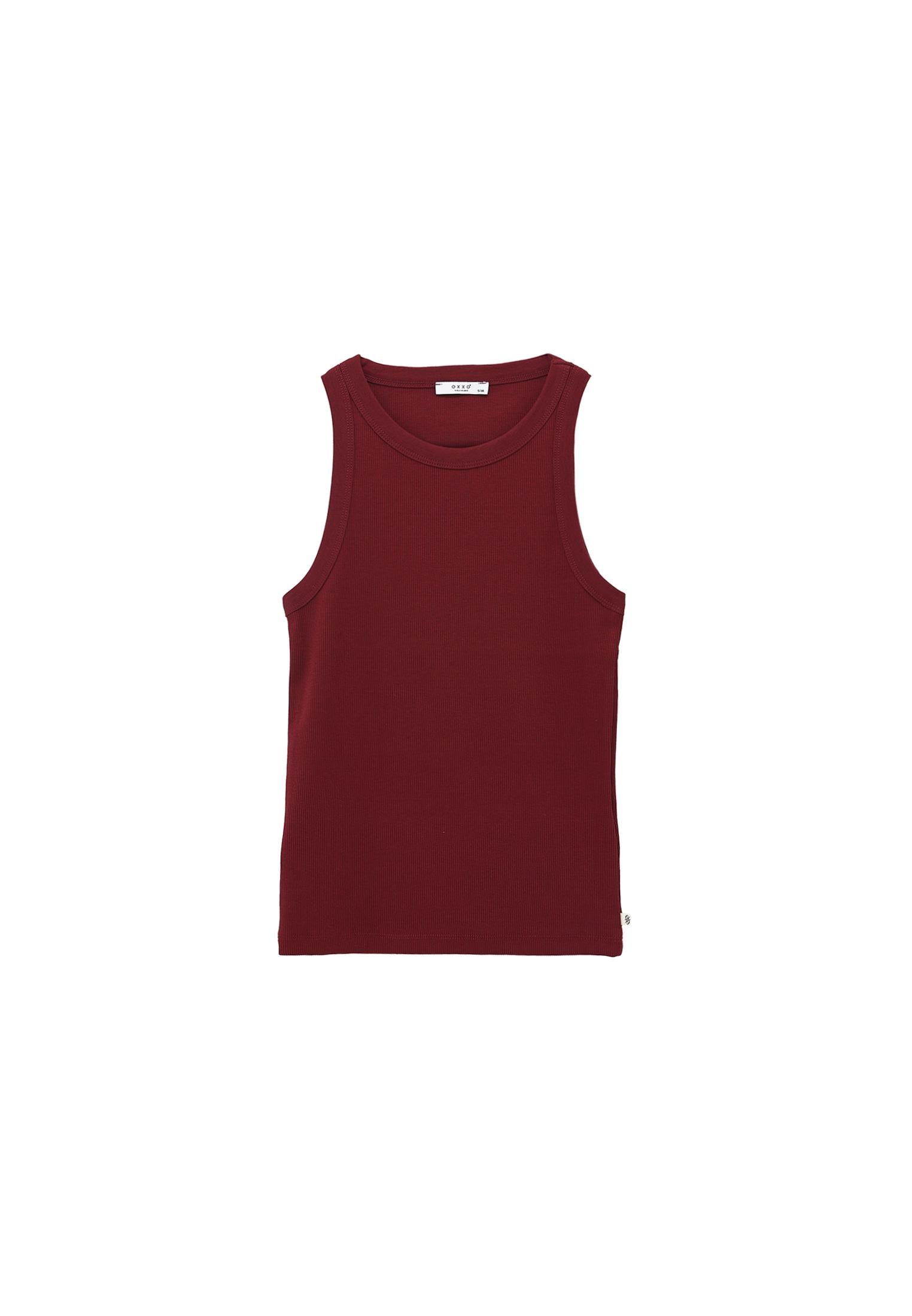 Crew Neck Tank Top - CABERNET