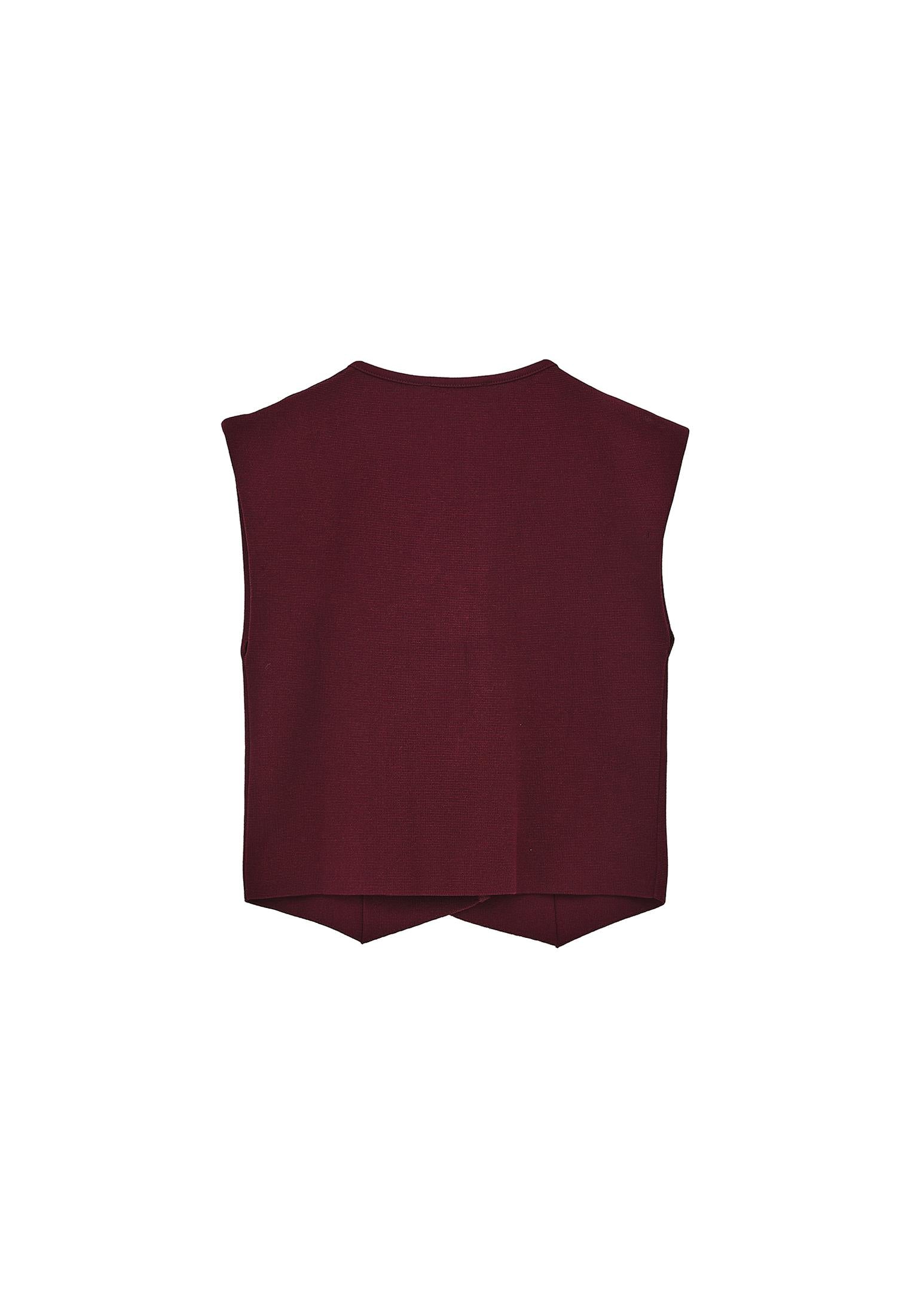 Midi Relaxed Fit Button Detailed Vest - CABERNET