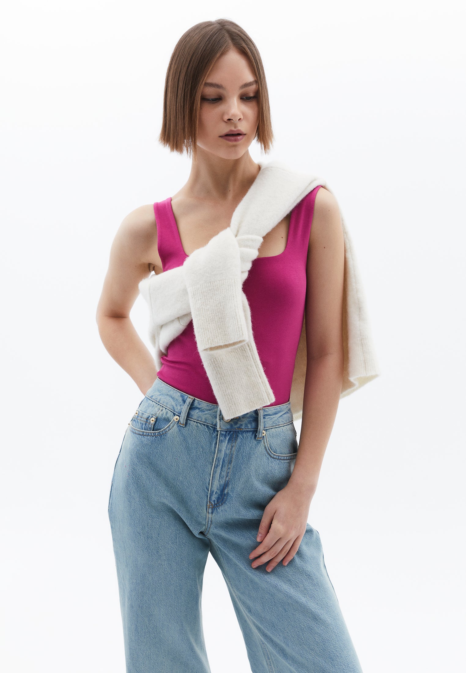 Square Neck Tank Top - CACTUS FLOWER