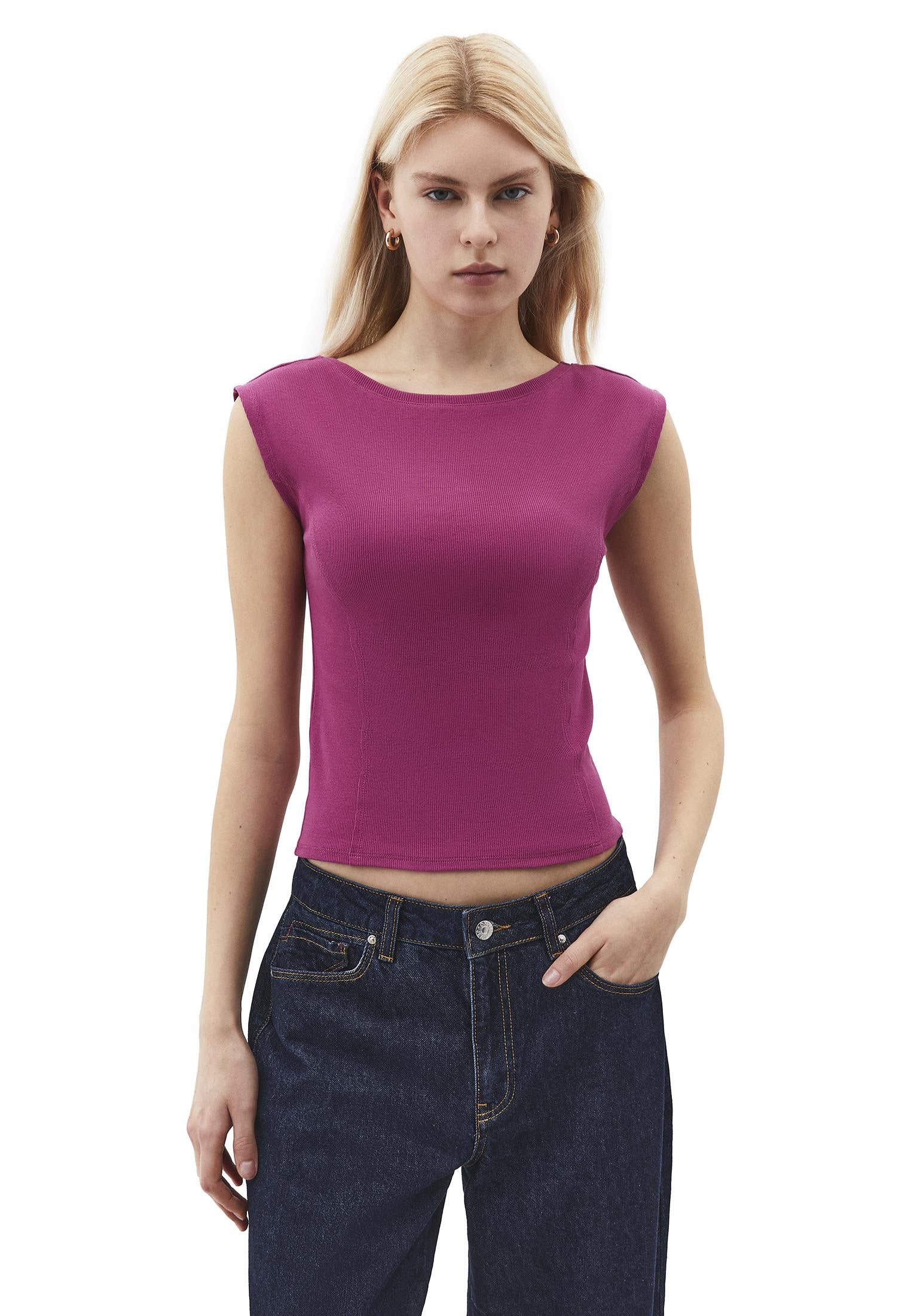 Boat Neck Short Sleeve Bodycon T-Shirt - CACTUS FLOWER