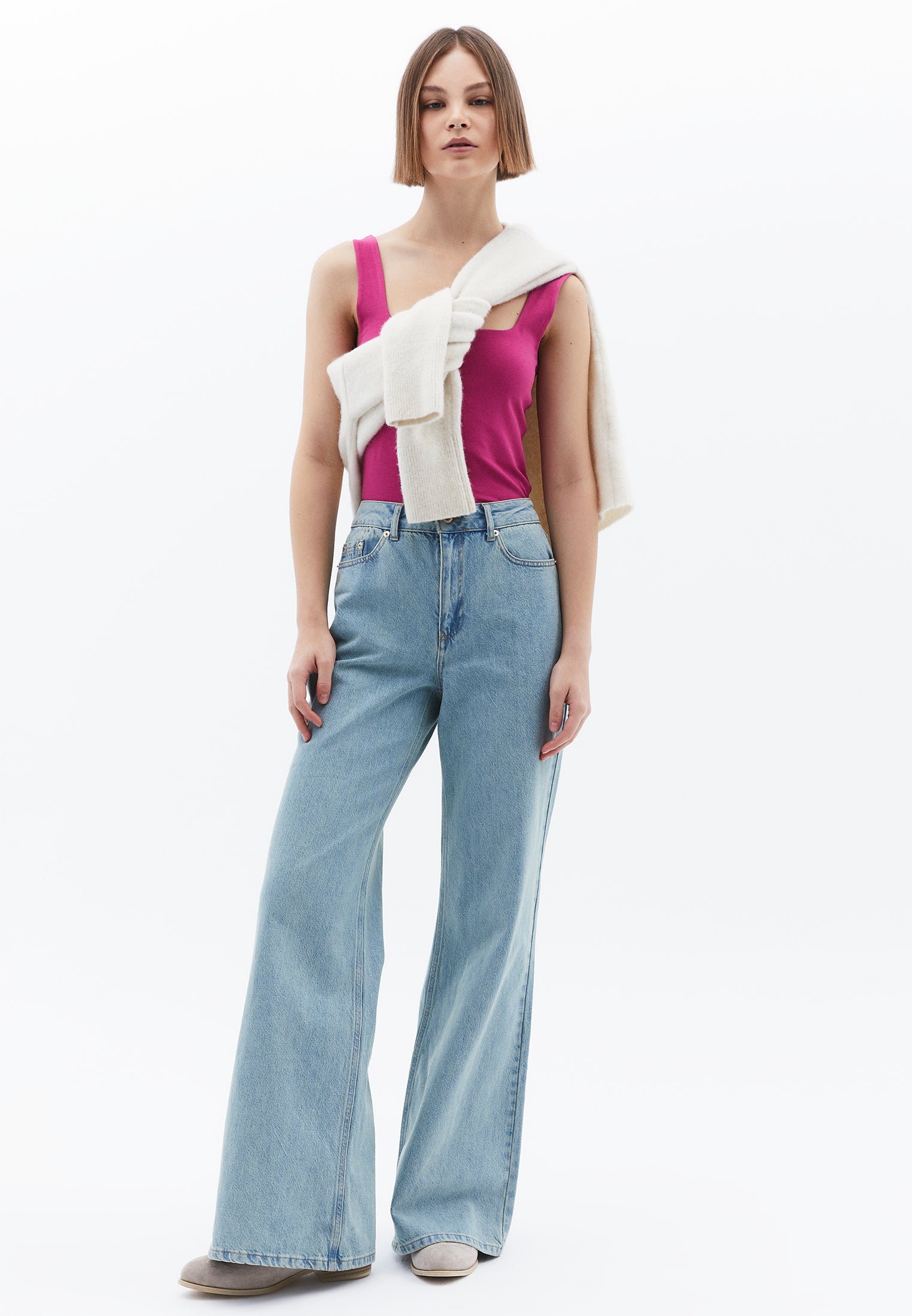 Square Neck Tank Top - CACTUS FLOWER