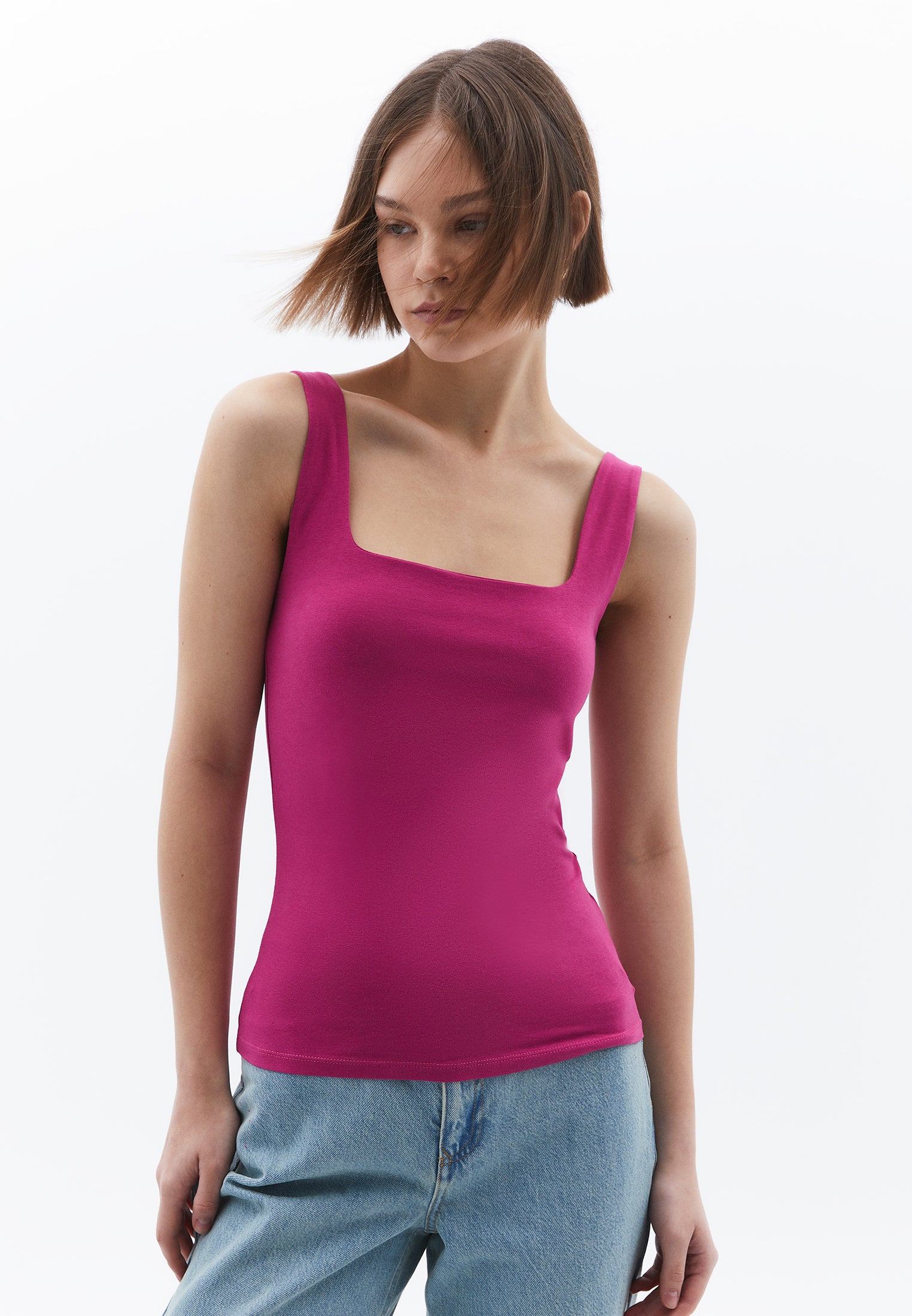 Square Neck Tank Top - CACTUS FLOWER