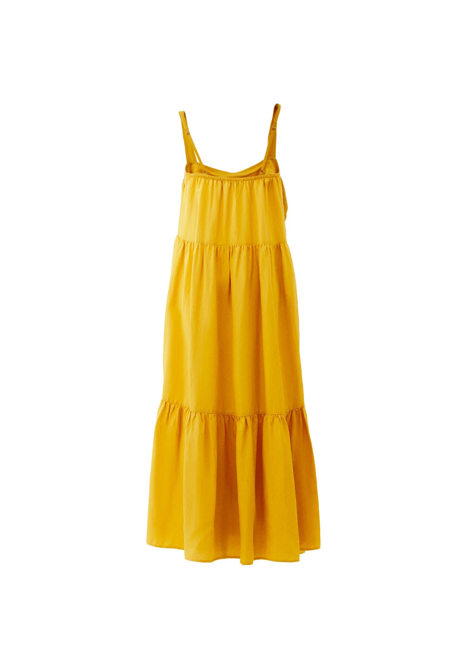 Square Neck Linen Dress - CALENDULA