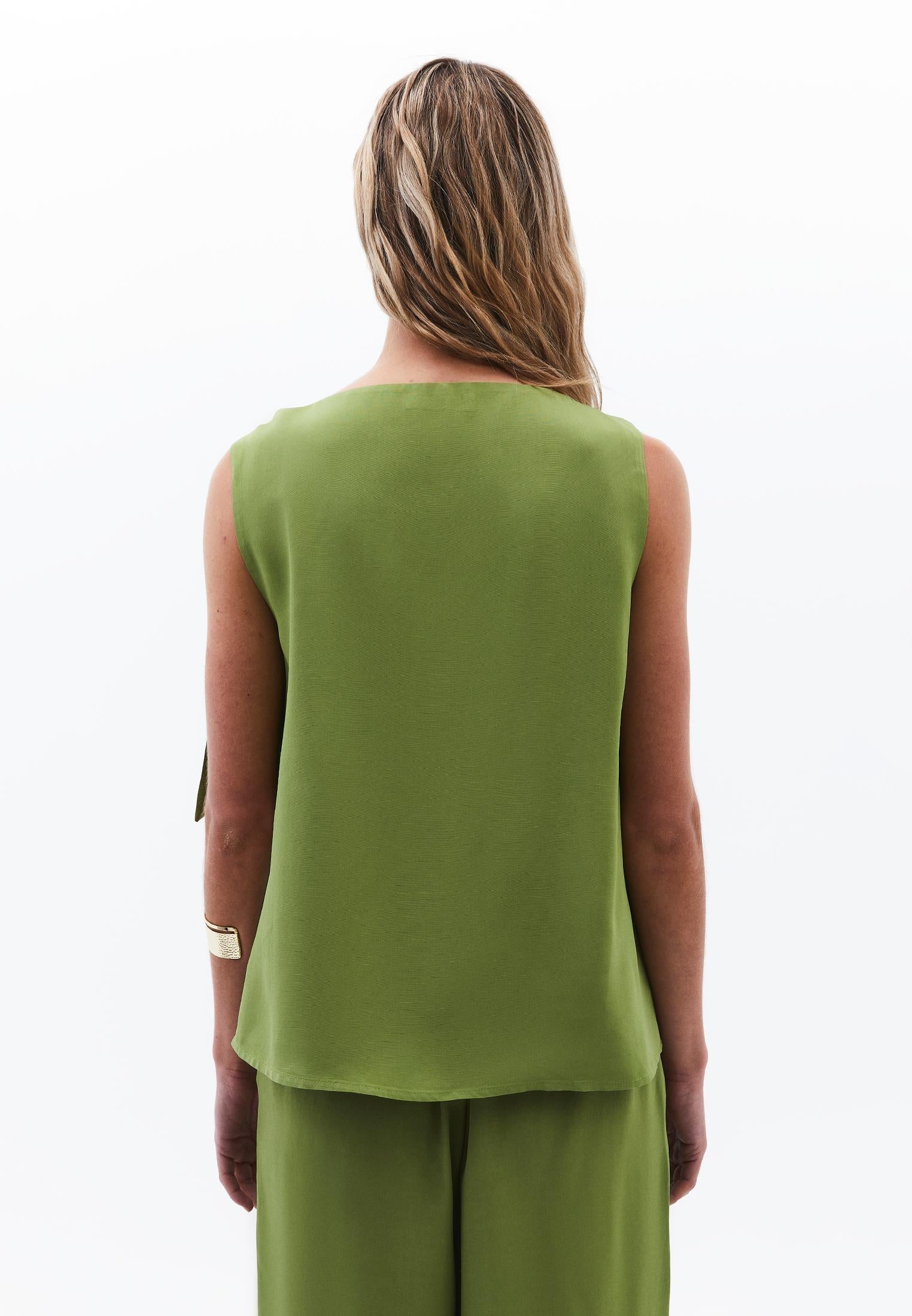Sleeveless Boat Neck Blouse - CALLISTE GREEN