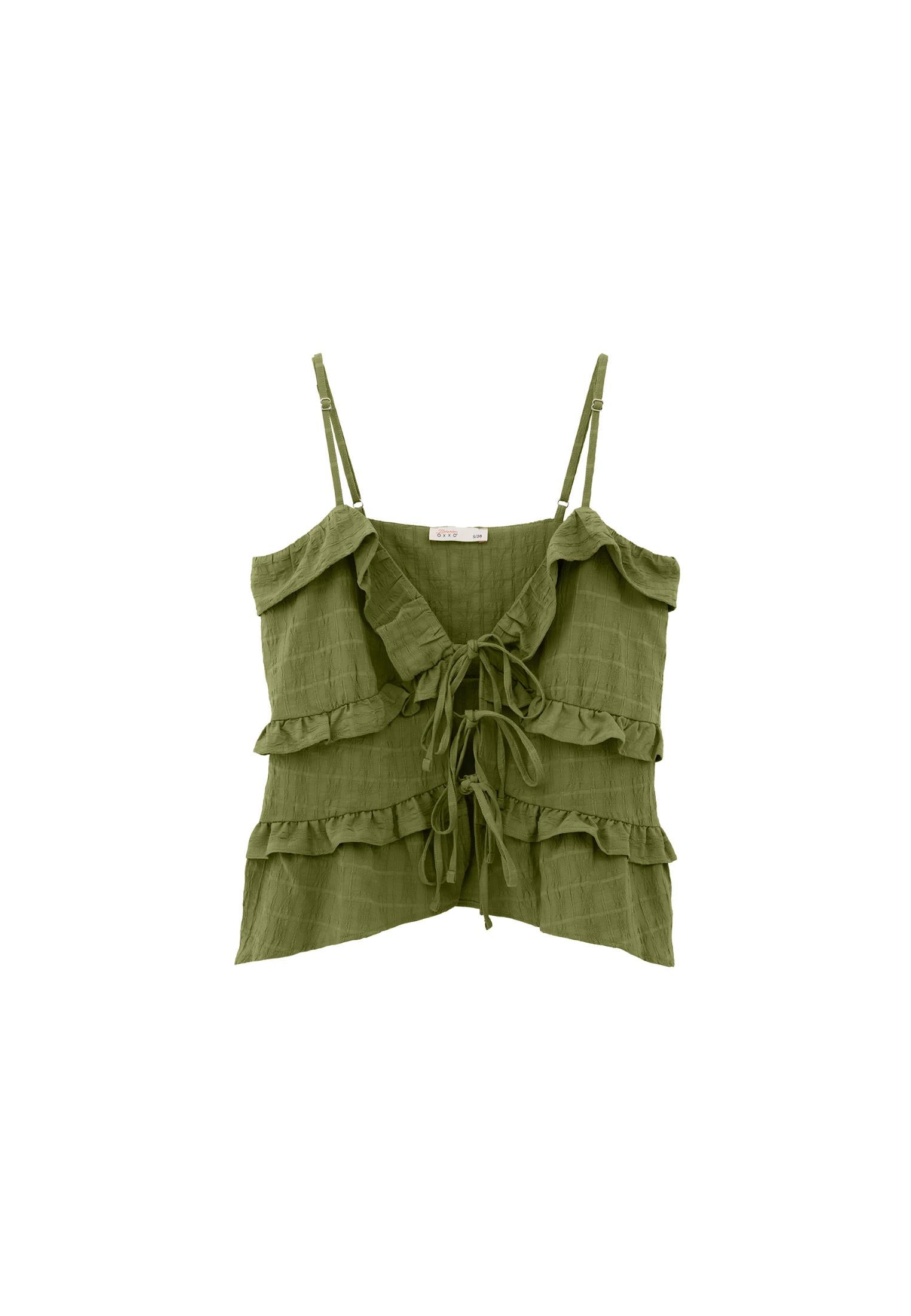 Jacquard V Neck Blouse - CALLISTE GREEN